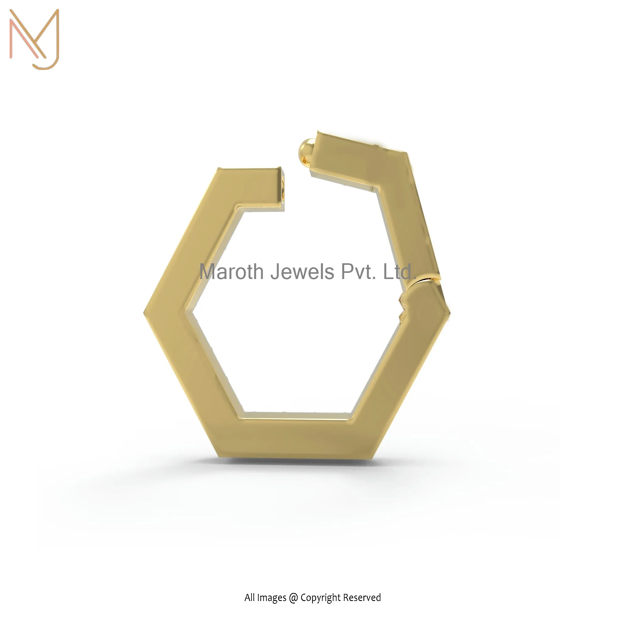 14k Yellow Gold Plain Hexagon Enhancer Jewelry Supplier