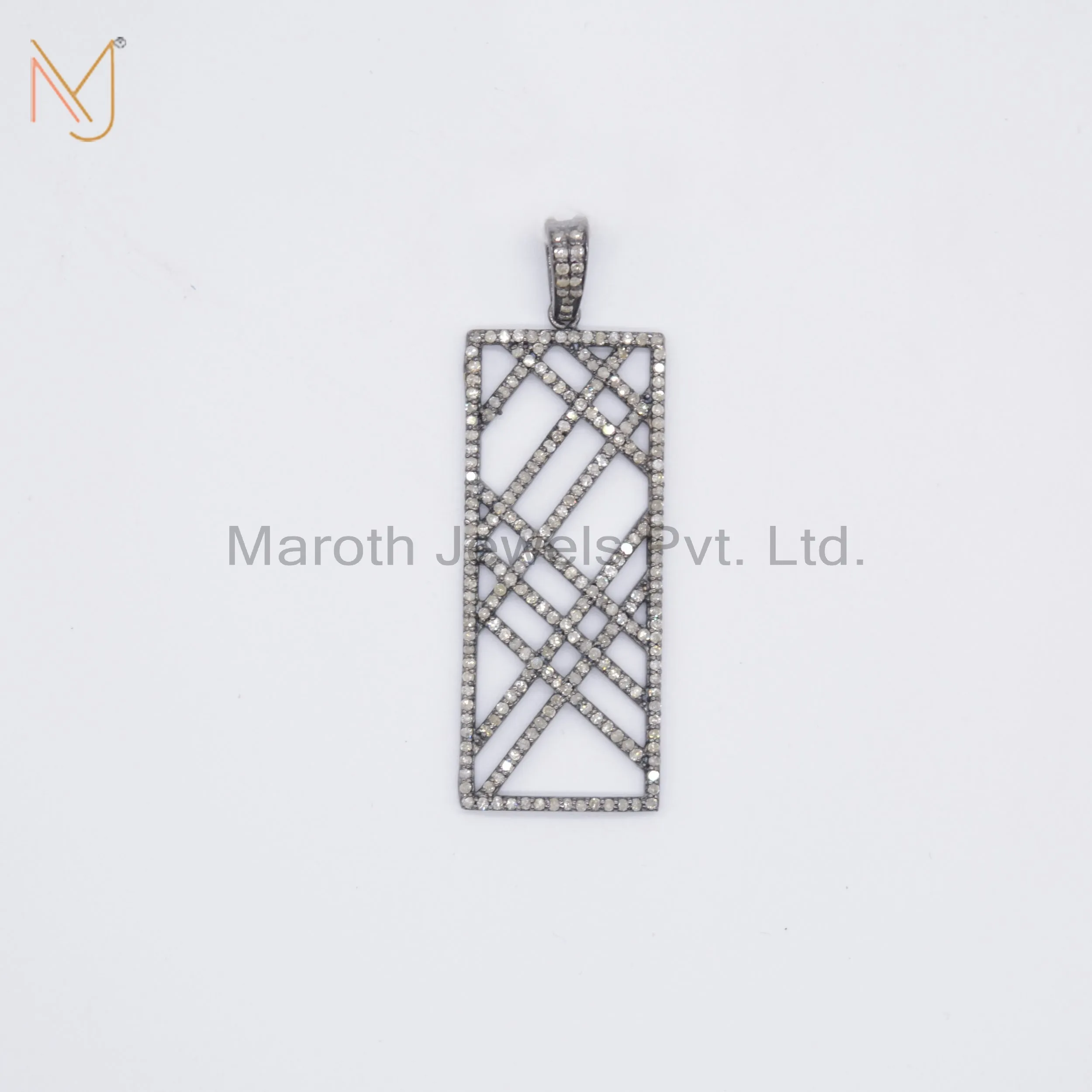 925 Silver Black Rhodium Plated Pave Diamond Pendant Jewelry Manufacturer