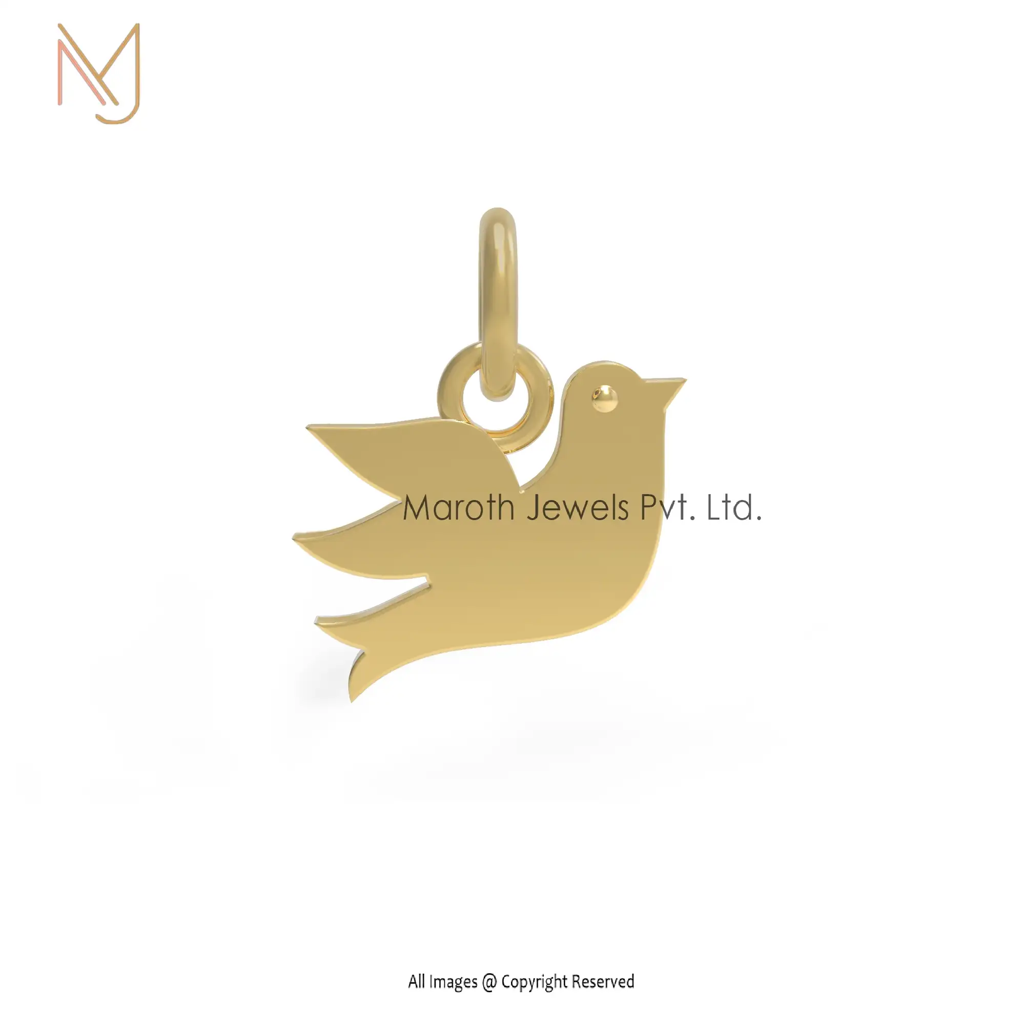 925 Silver Yellow Gold Plated Bird Pendant Jewelry Manufacturer