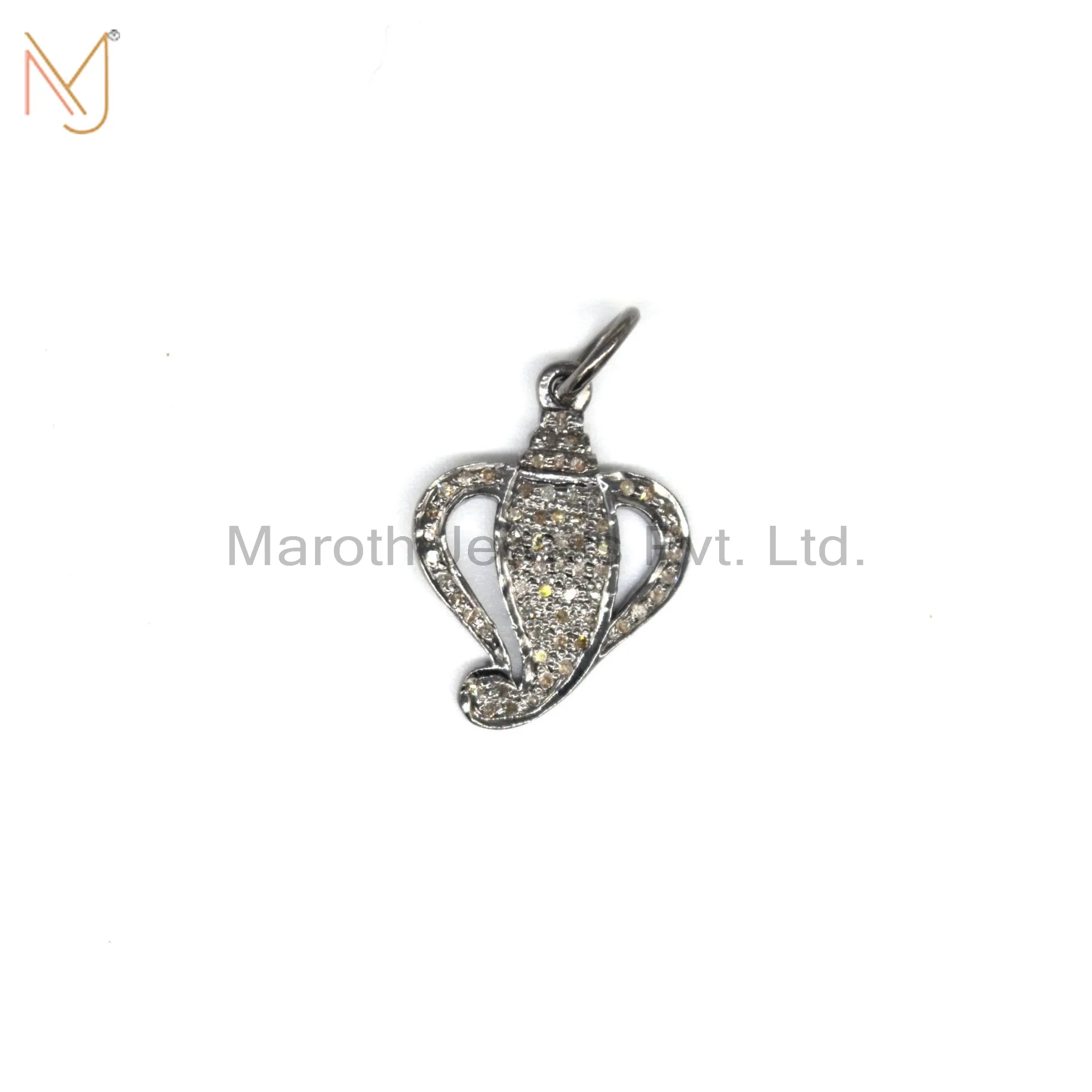 925 Silver Black Rhodium Plated Pave Diamond Charm Custom Jewelry