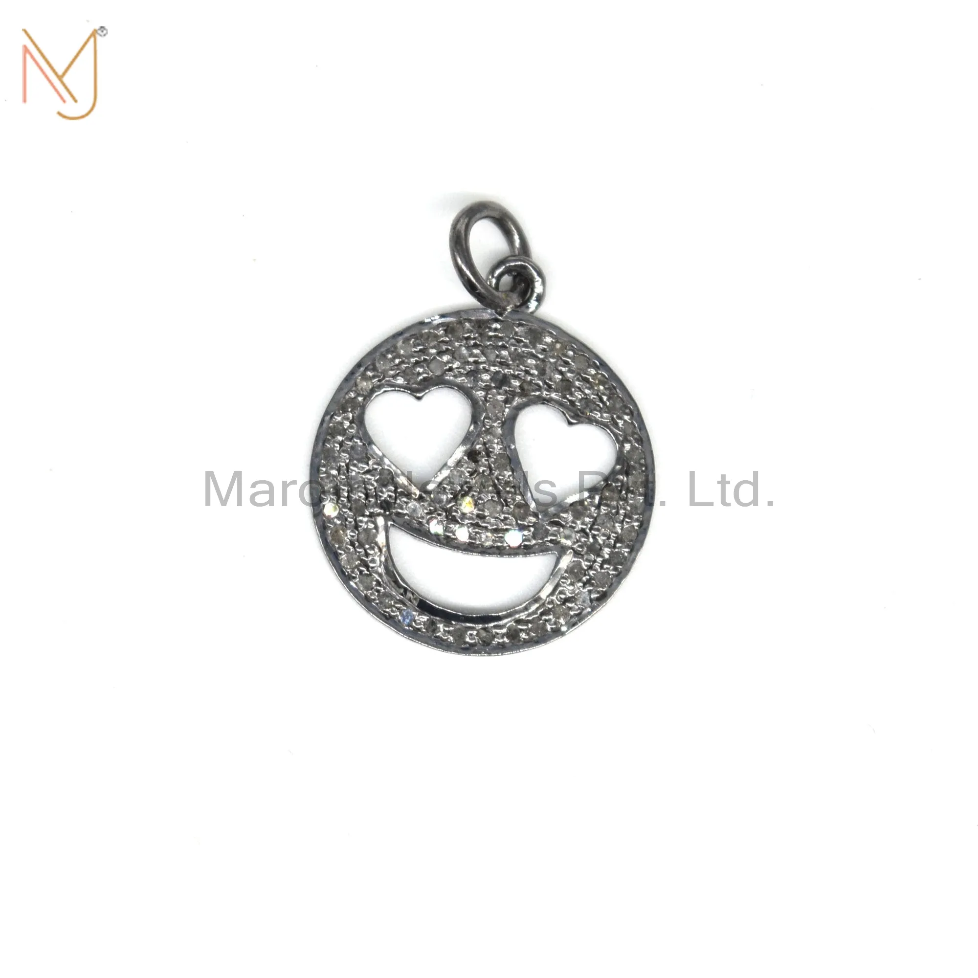 925 Silver Black Rhodium Pave Diamond Pendant Custom Jewelry