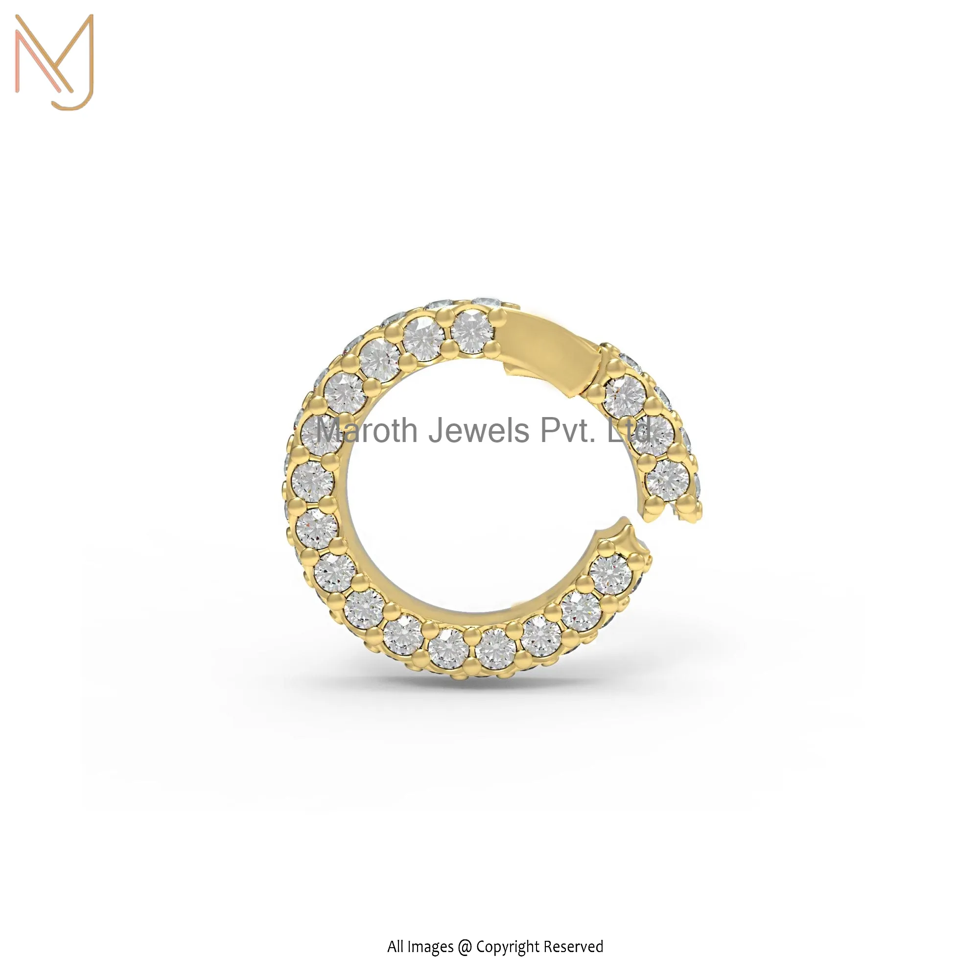 Wholesale 14K Yellow Gold Diamond Gemstone Round Charm Holder