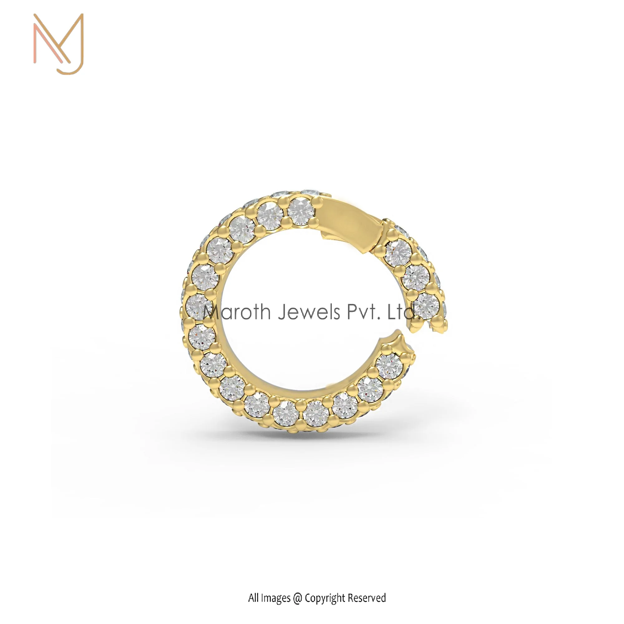 Wholesale 925 Silver Yellow Gold Plated Pave Diamond Round Charm Holder