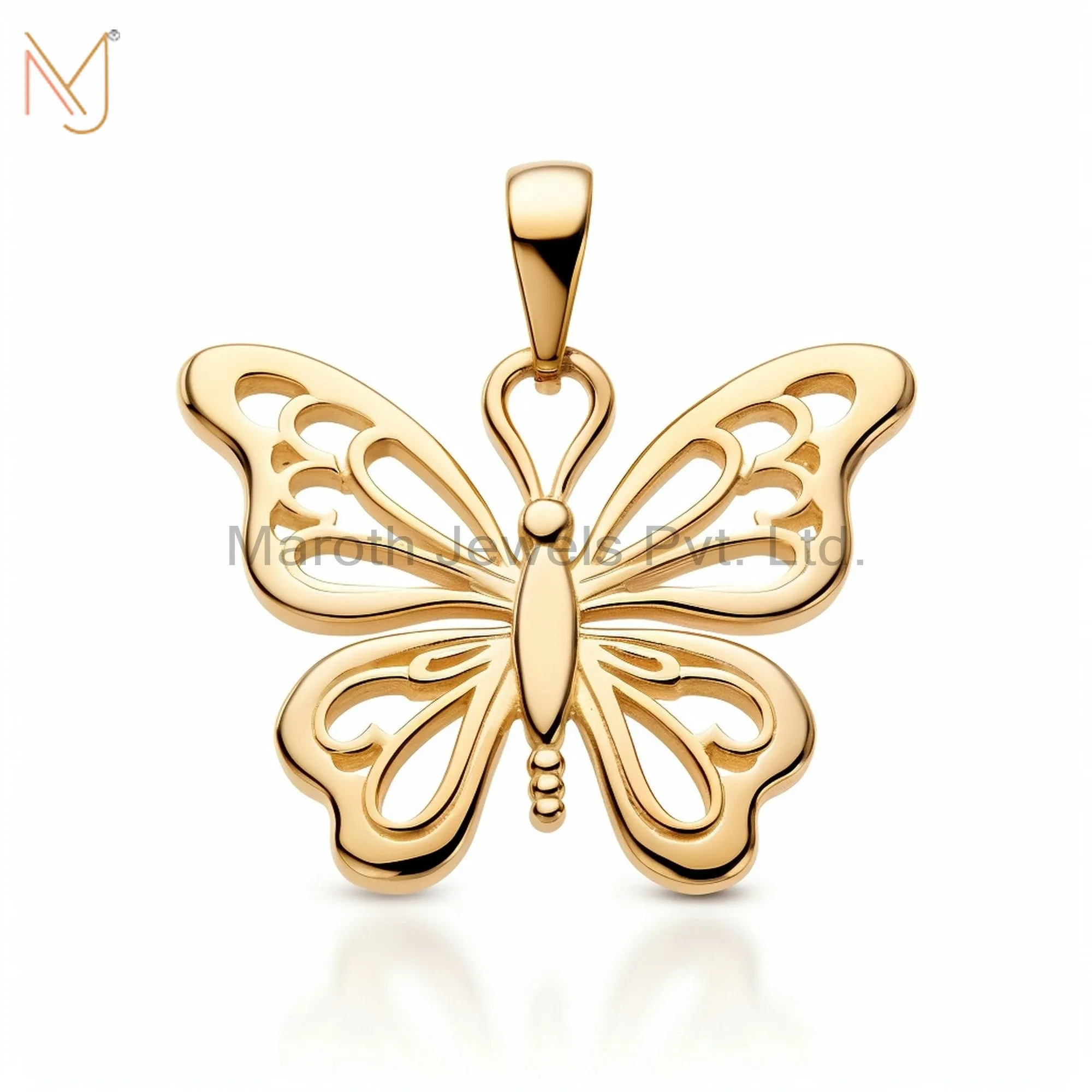 925 Sterling Silver Yellow Gold Plated Butterflly Charm Pendant Manufacturer