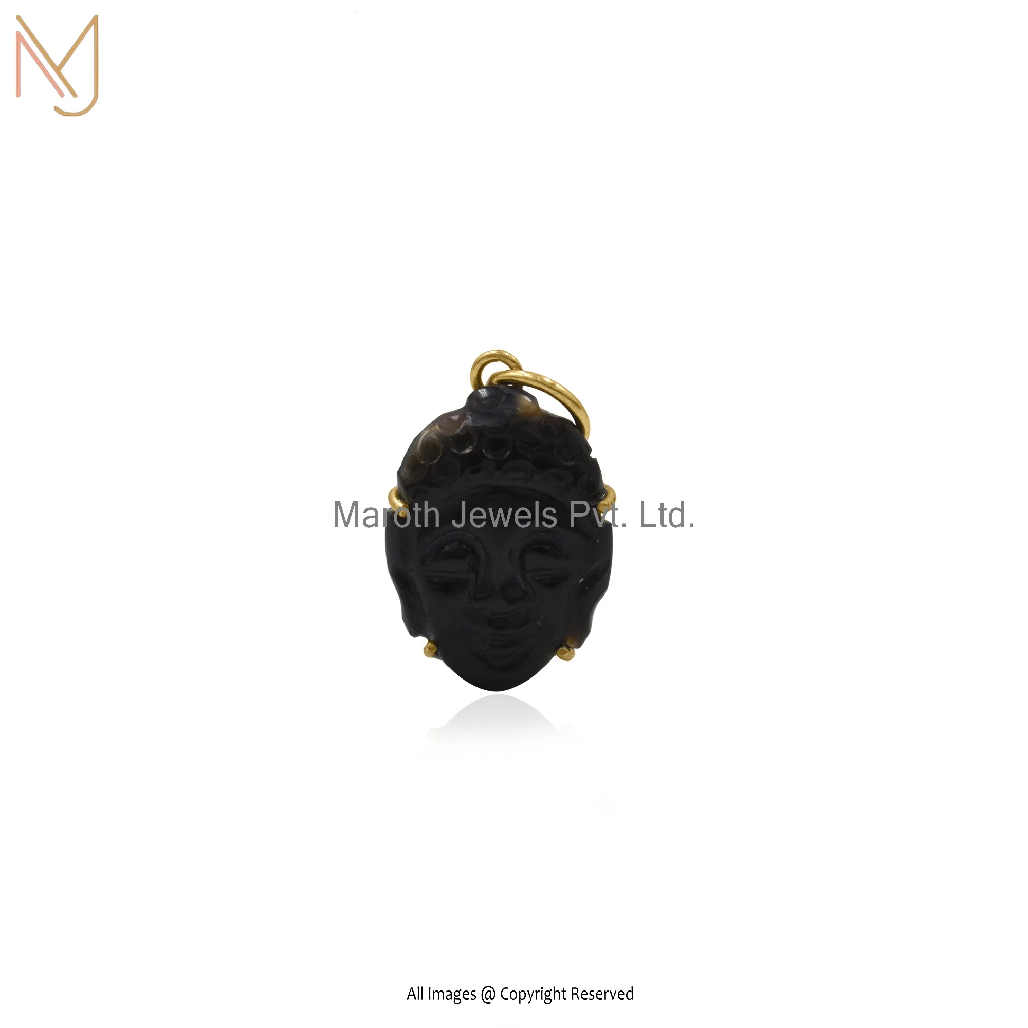 925 Silver Yellow Gold Plated And Black Onyx With People Pendant Jewelry Supplier