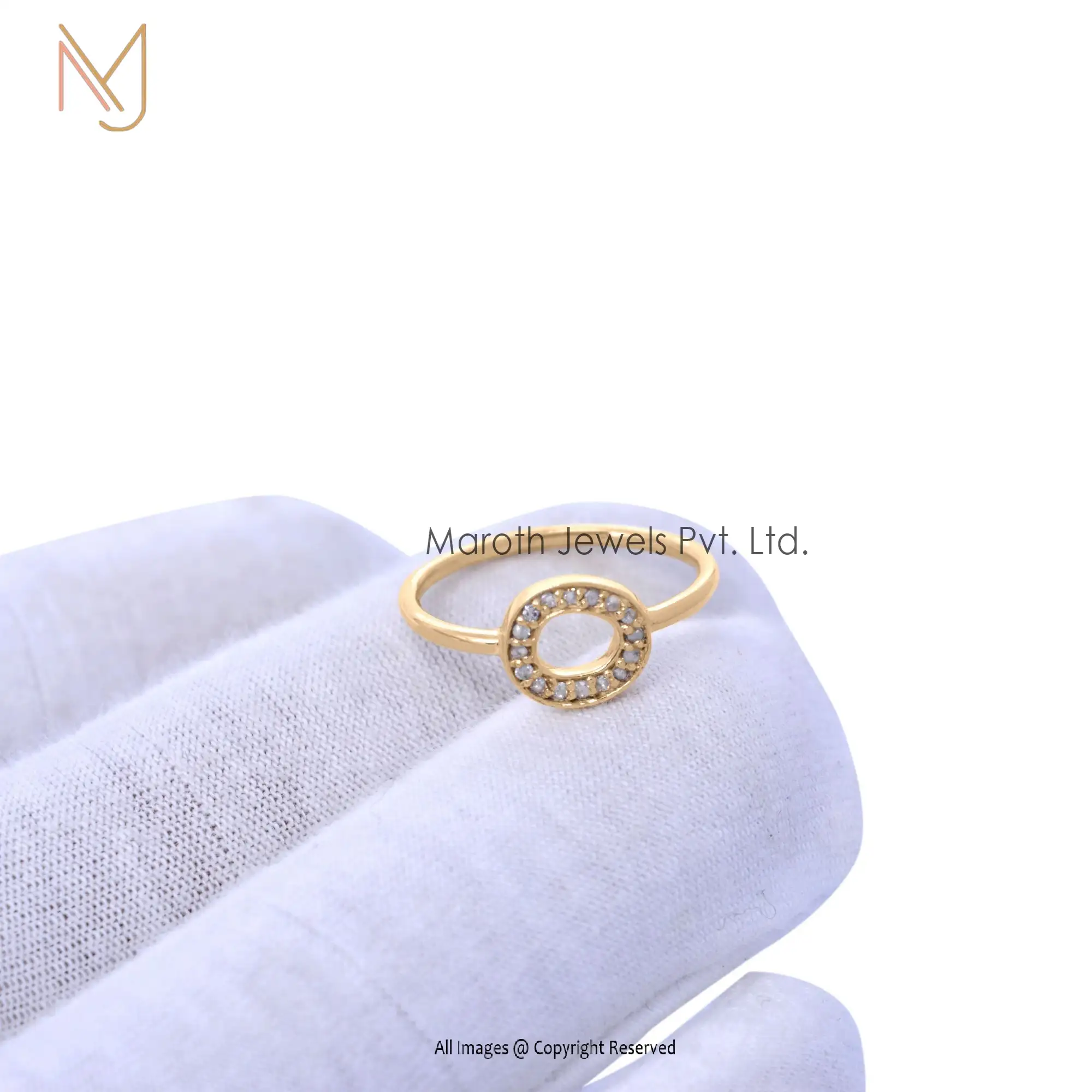 14K Yellow Gold Pave Diamond Engagement Ring Woman's Fine Jewelry Manufacturer