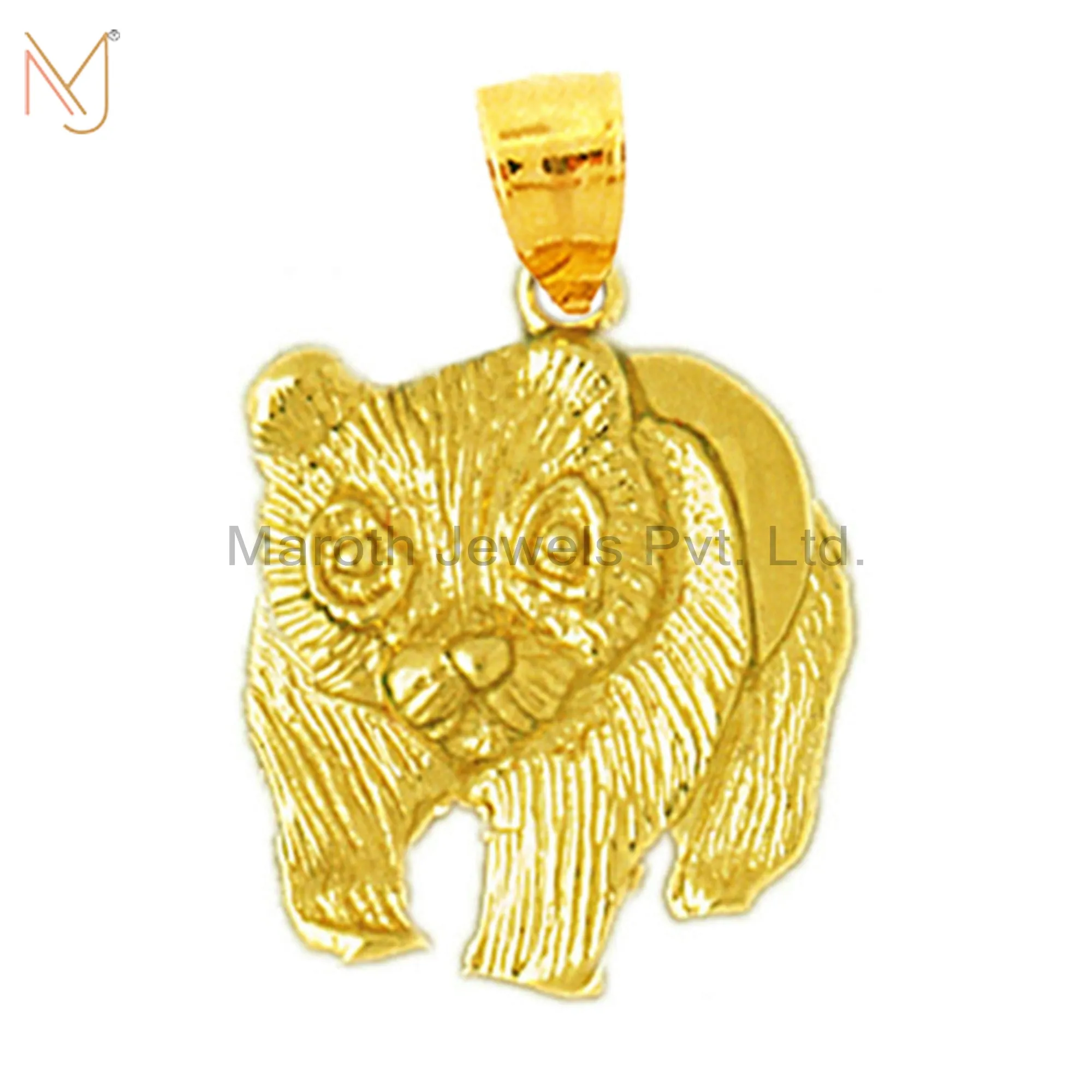 925 Silver Yellow Gold Plated Panda Bear Charm Pendant Jewelry Manufacturer