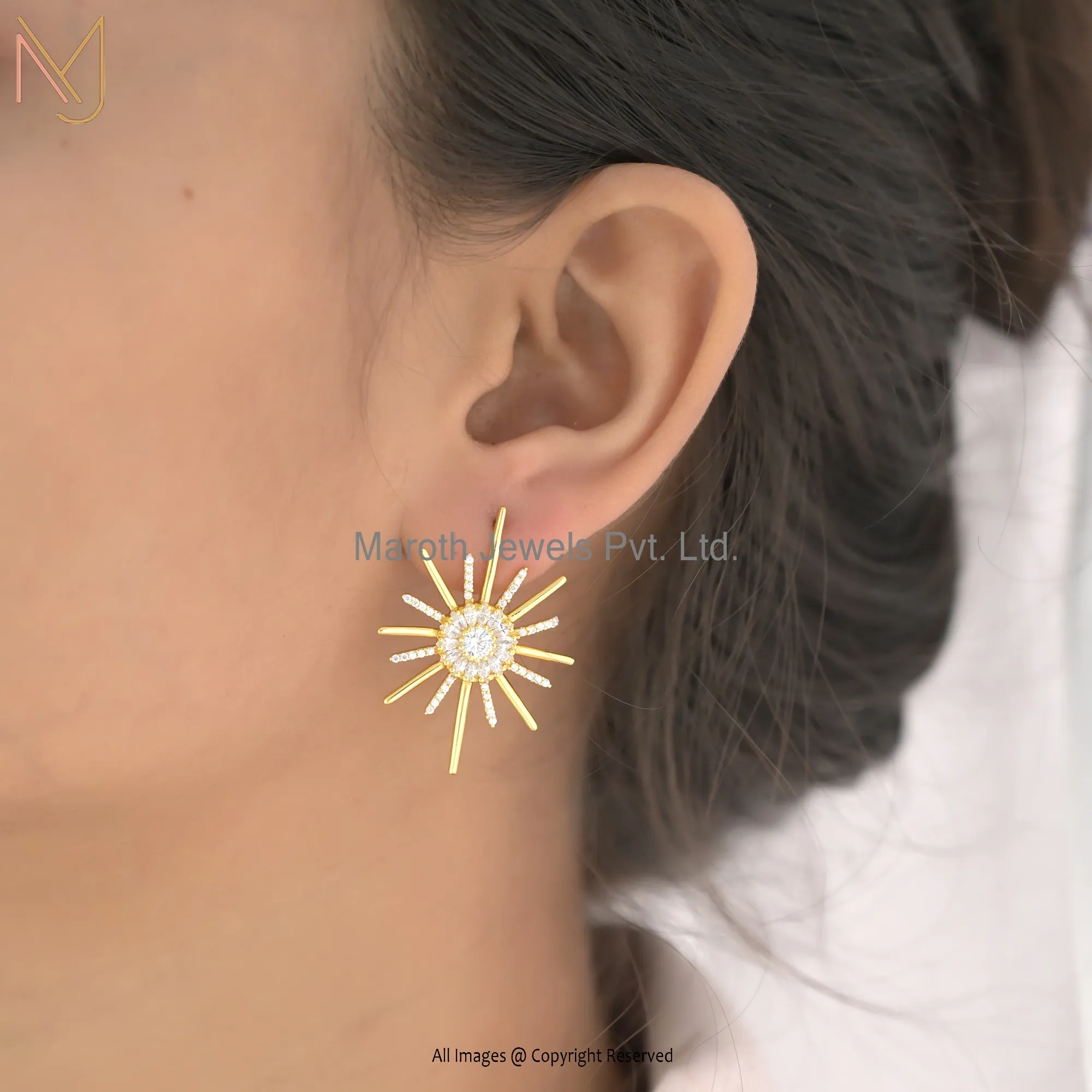 14K Rose Gold Cubic Zircon Sparkle Earrings Manufacturer