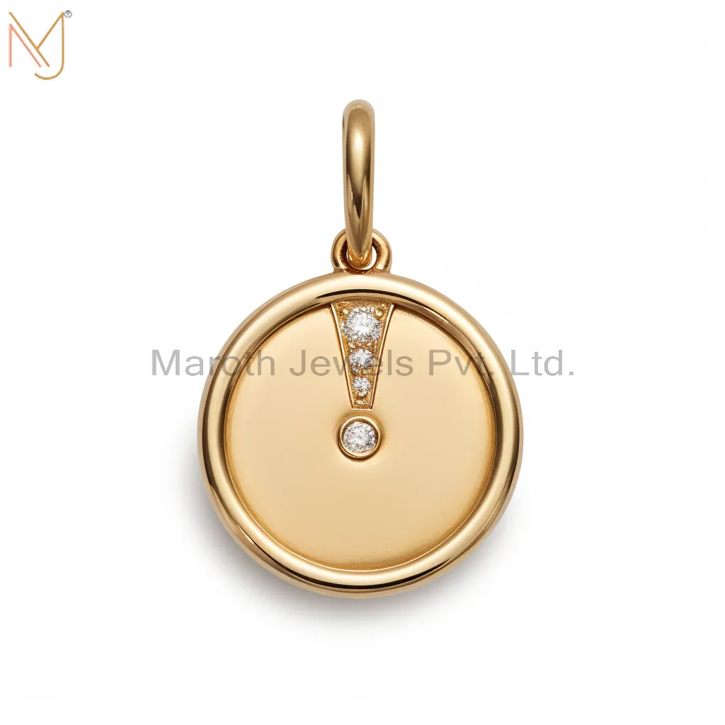 925 Sterling Silver Yellow Gold Moissanite Diamond Round Pendant Jewelry Manufacturer