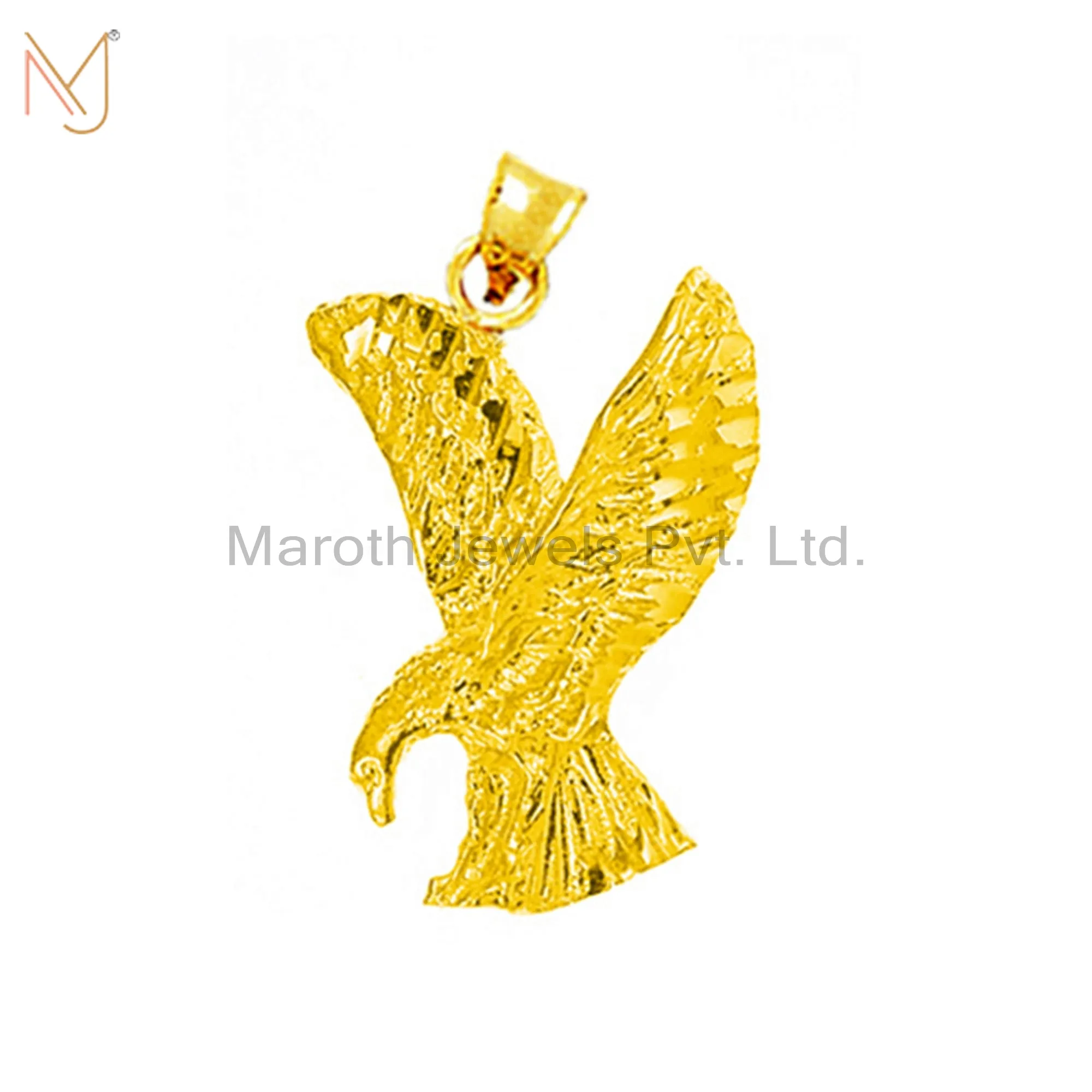 925 Silver Yellow Gold Vermeil Eagle Hunting Charm Pendant Jewelry USA