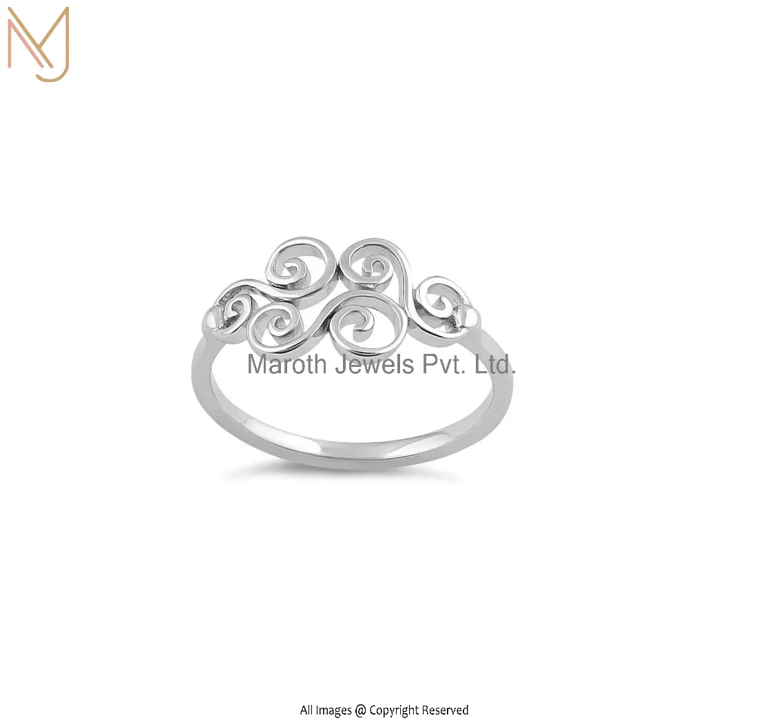 925 Sterling Silver Curly Waves Ring Manufacturer