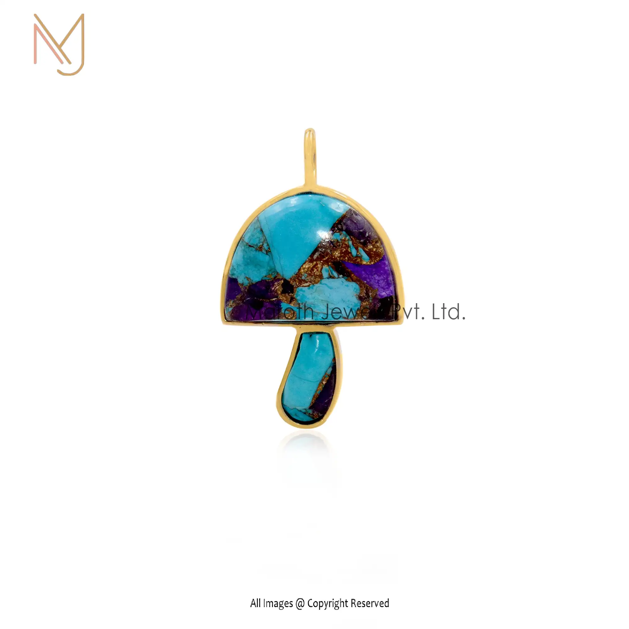 925 Silver Yellow Gold Opal Mushroom pendant Jewelry Manufacturer