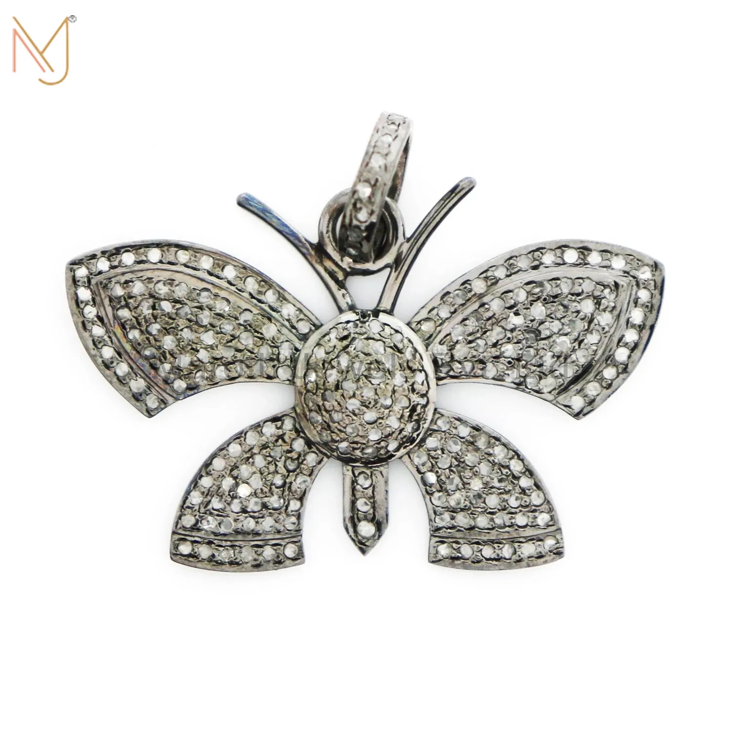 925 Sterling Silver Pave Diamond Butterfly Pendant Jewelry Manufacturer