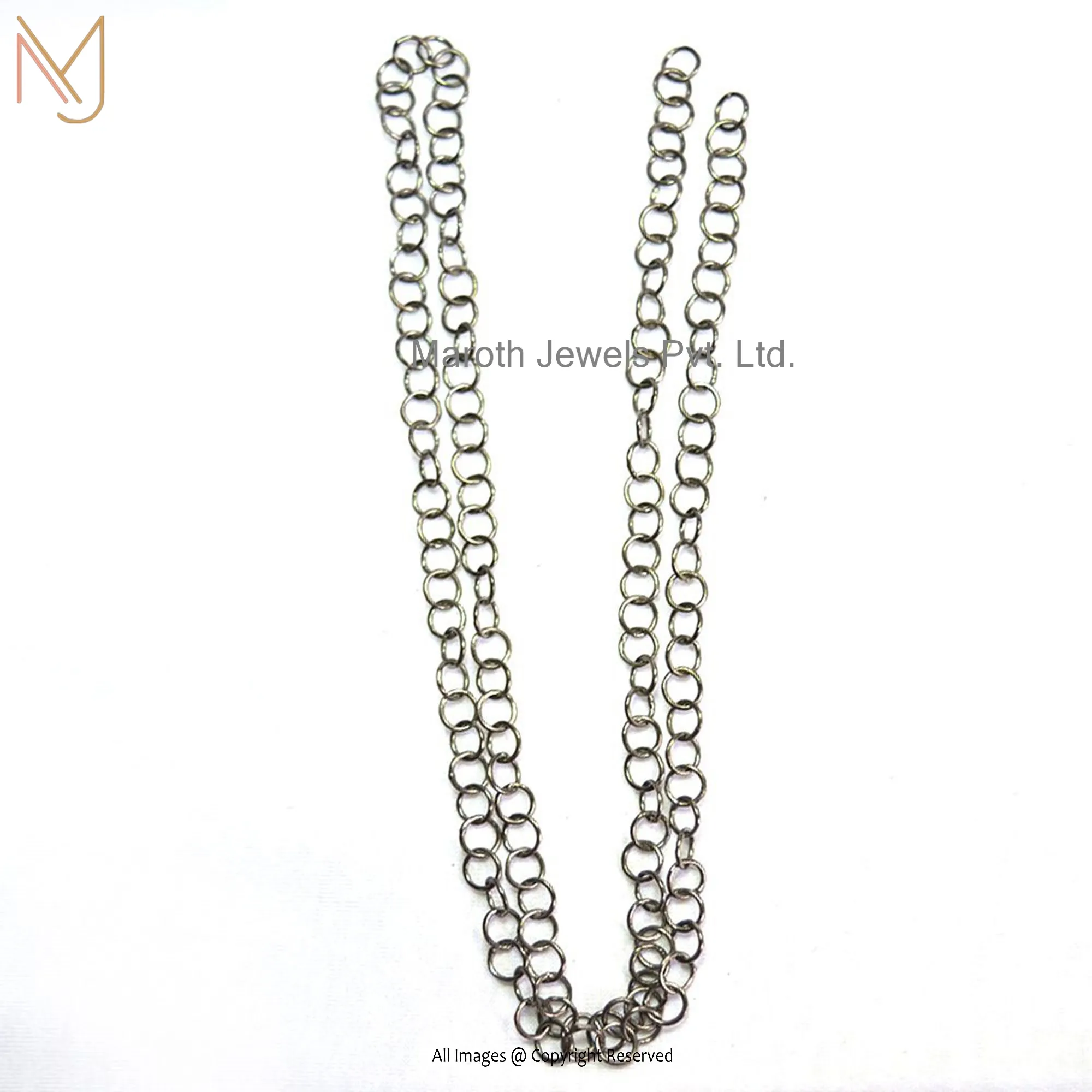 925 Sterling Silver Black Rhodium Round Chain Necklace Manufacturer