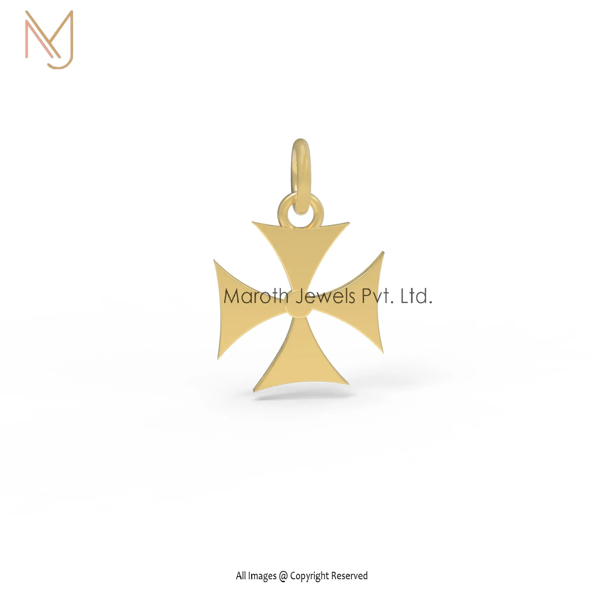 925 Silver Yellow Gold Cross Floral Pendant Jewelry Manufacturer