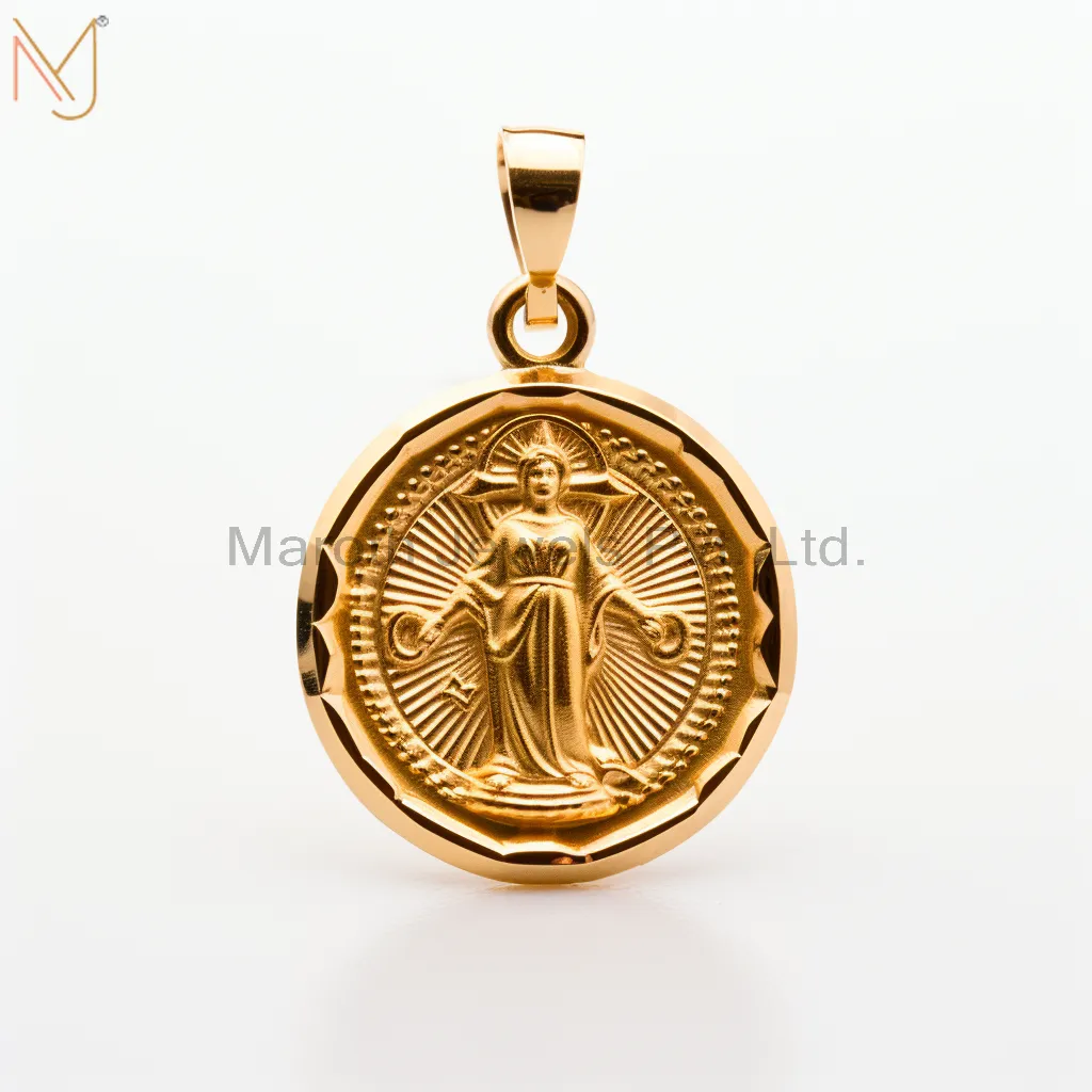 925 Sterling Silver Yellow Gold Plated Christian Spiritual Charm Pendant Jewelry USA