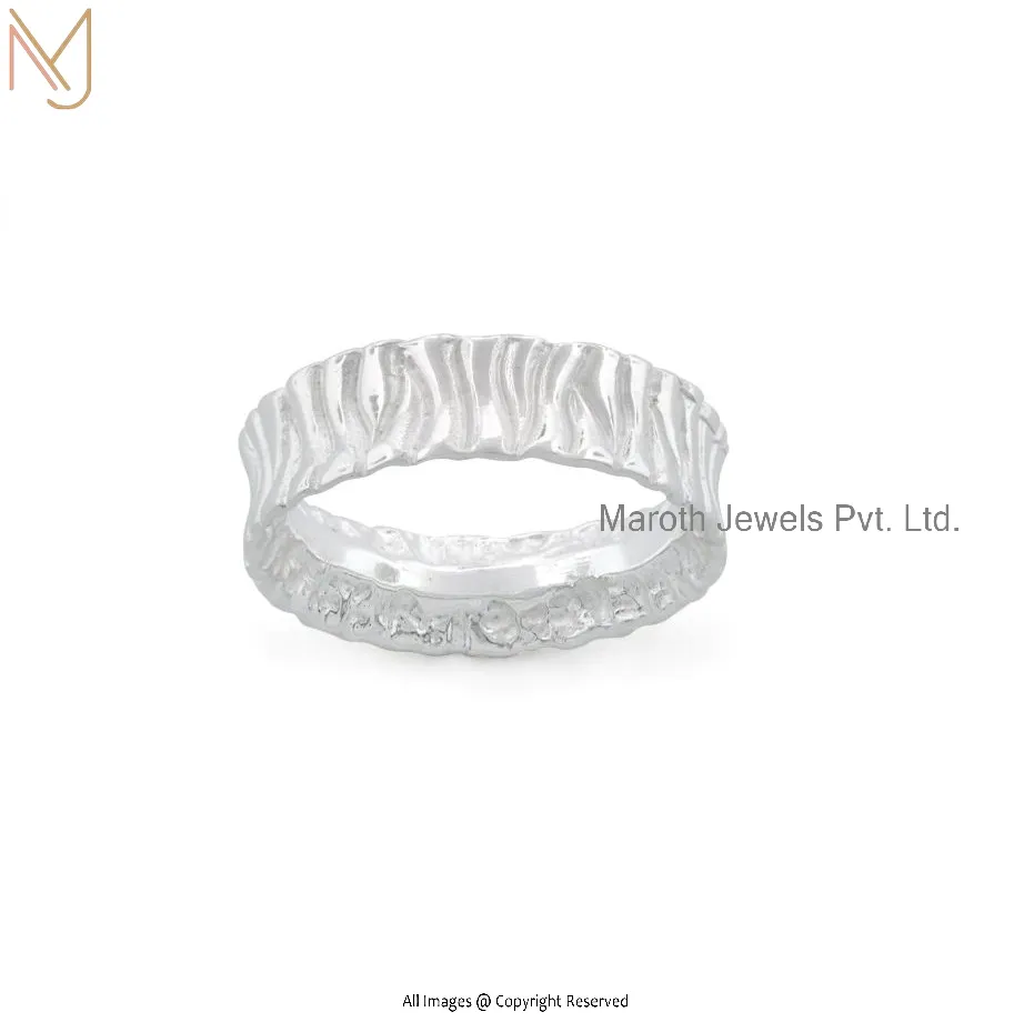 925 Sterling Silver Wood Design Ring Manufacturer