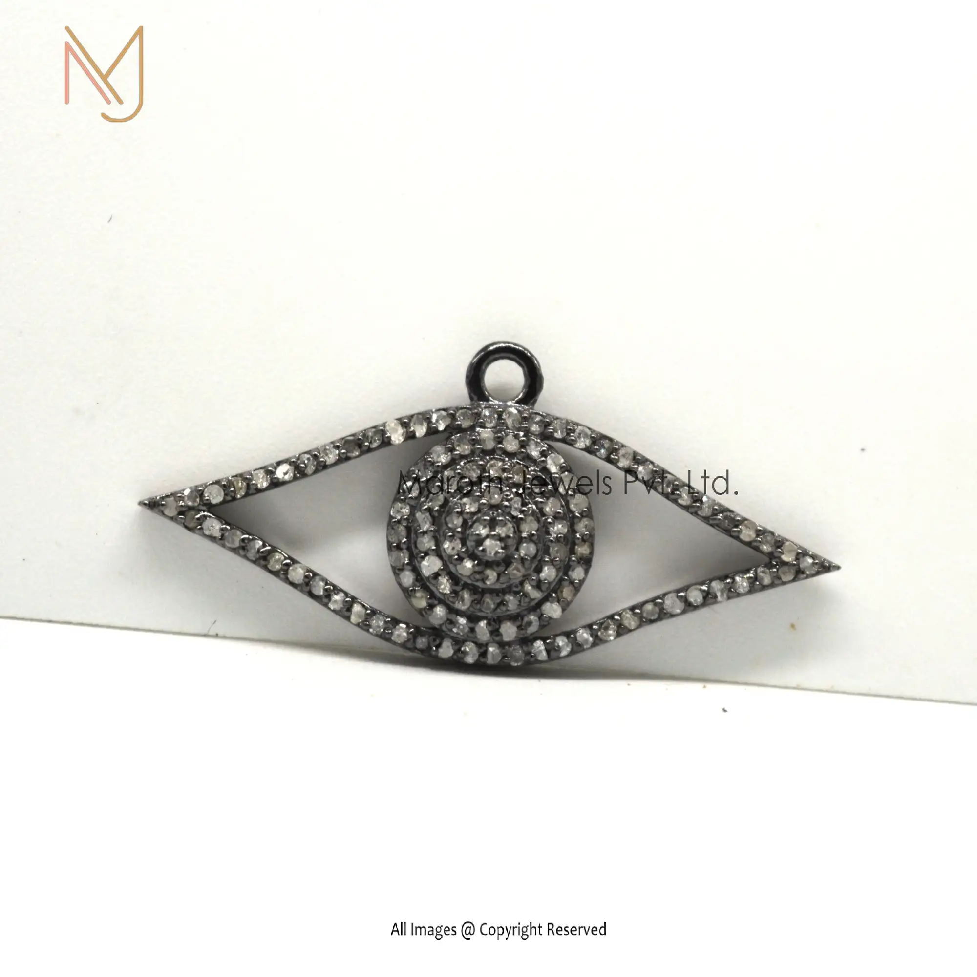 925 Silver Pave Diamond Evil Eye Pendant Handmade Jewelry Manufacturer