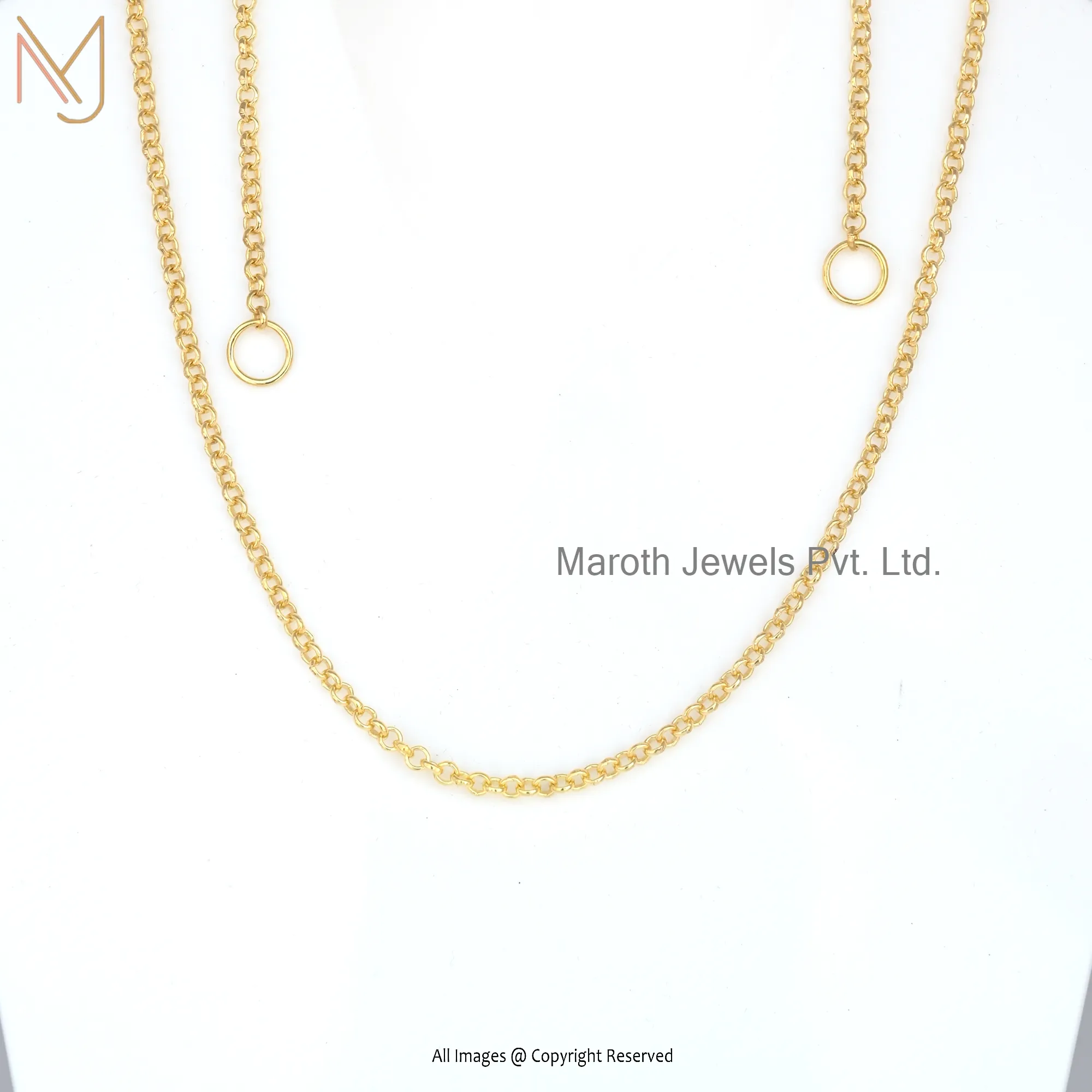 14K Soild Yellow Gold Rolo Chain 3 MM Thickness Necklace Jewelry Supplier