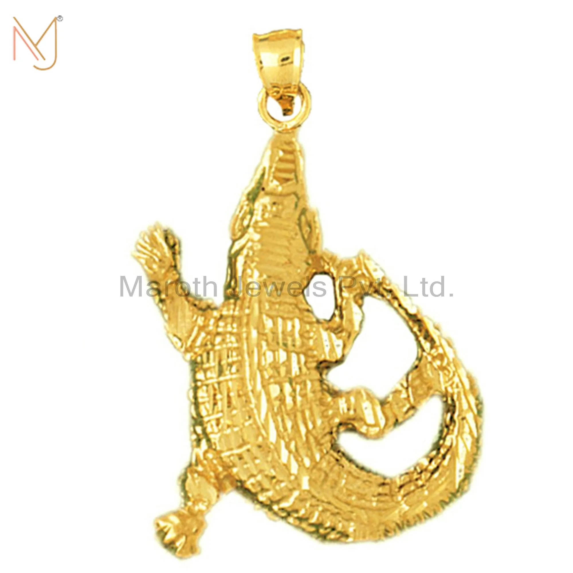 925 Silver Gold Plated Crocodile Charm Pendant Jewelry Manufacturer