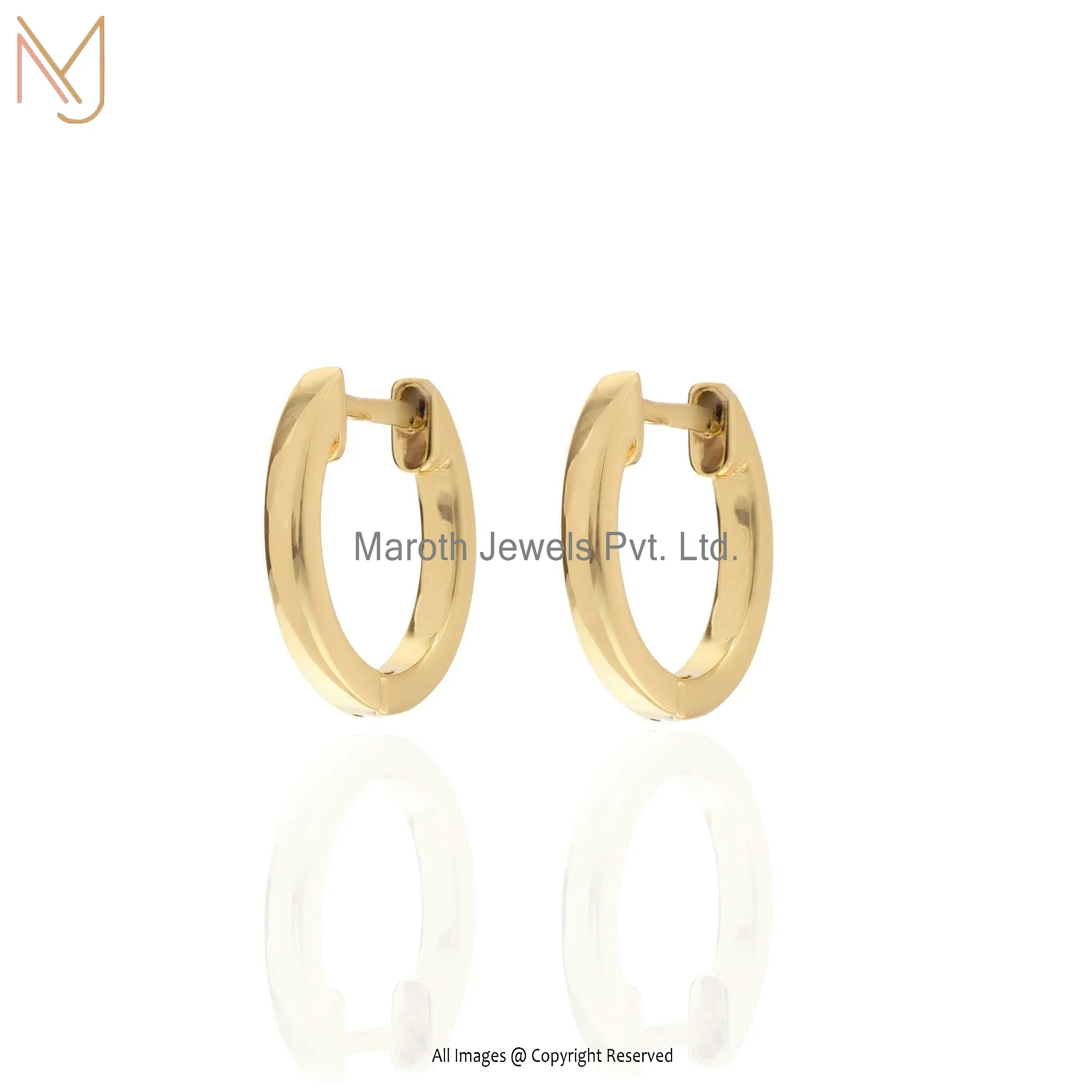 9K Solid Yellow Gold Plain Huggies Earring Custom Jewelry