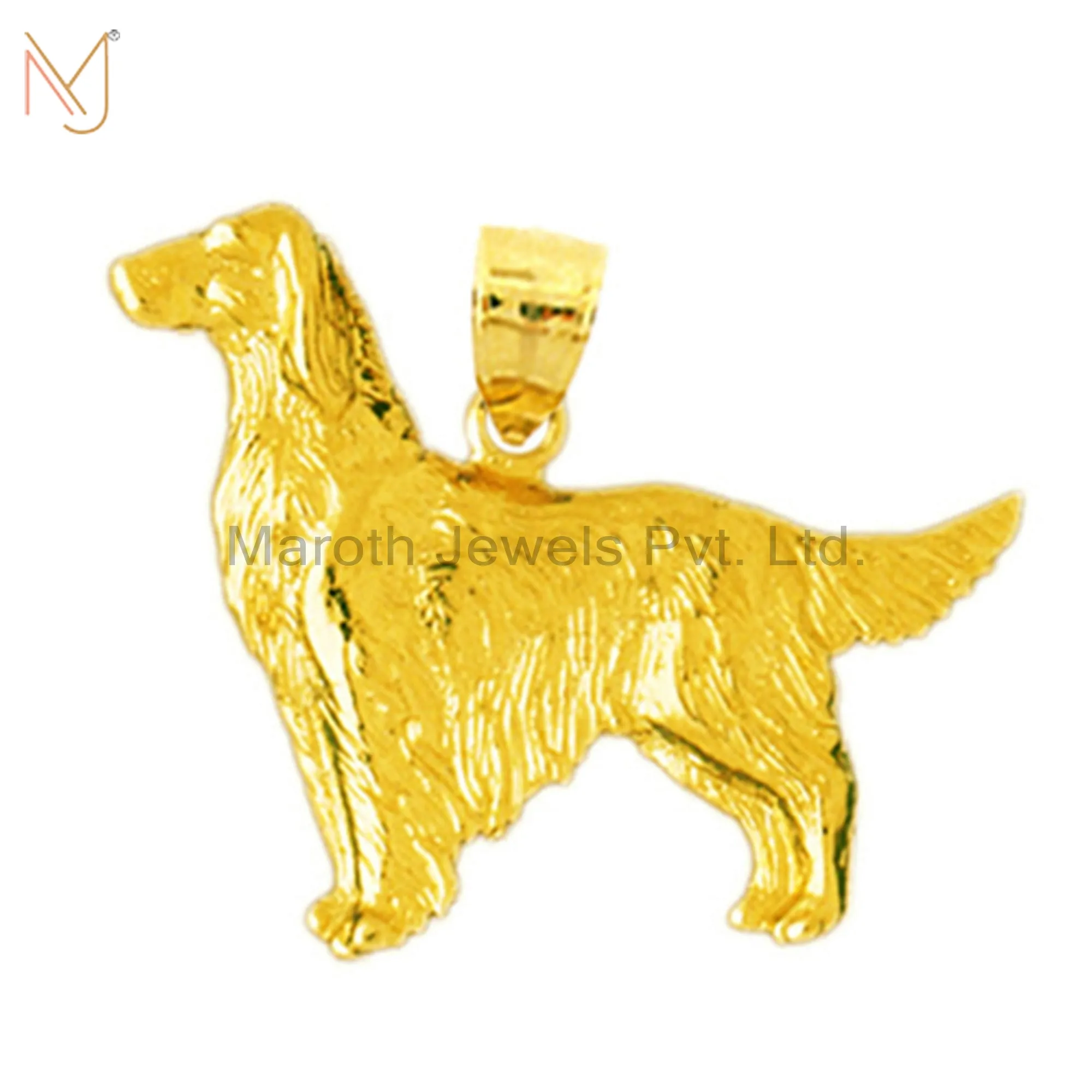 925 Silver Yellow Gold Plated Irish Setters Dog Charm Pendant Jewelry Manufacturer