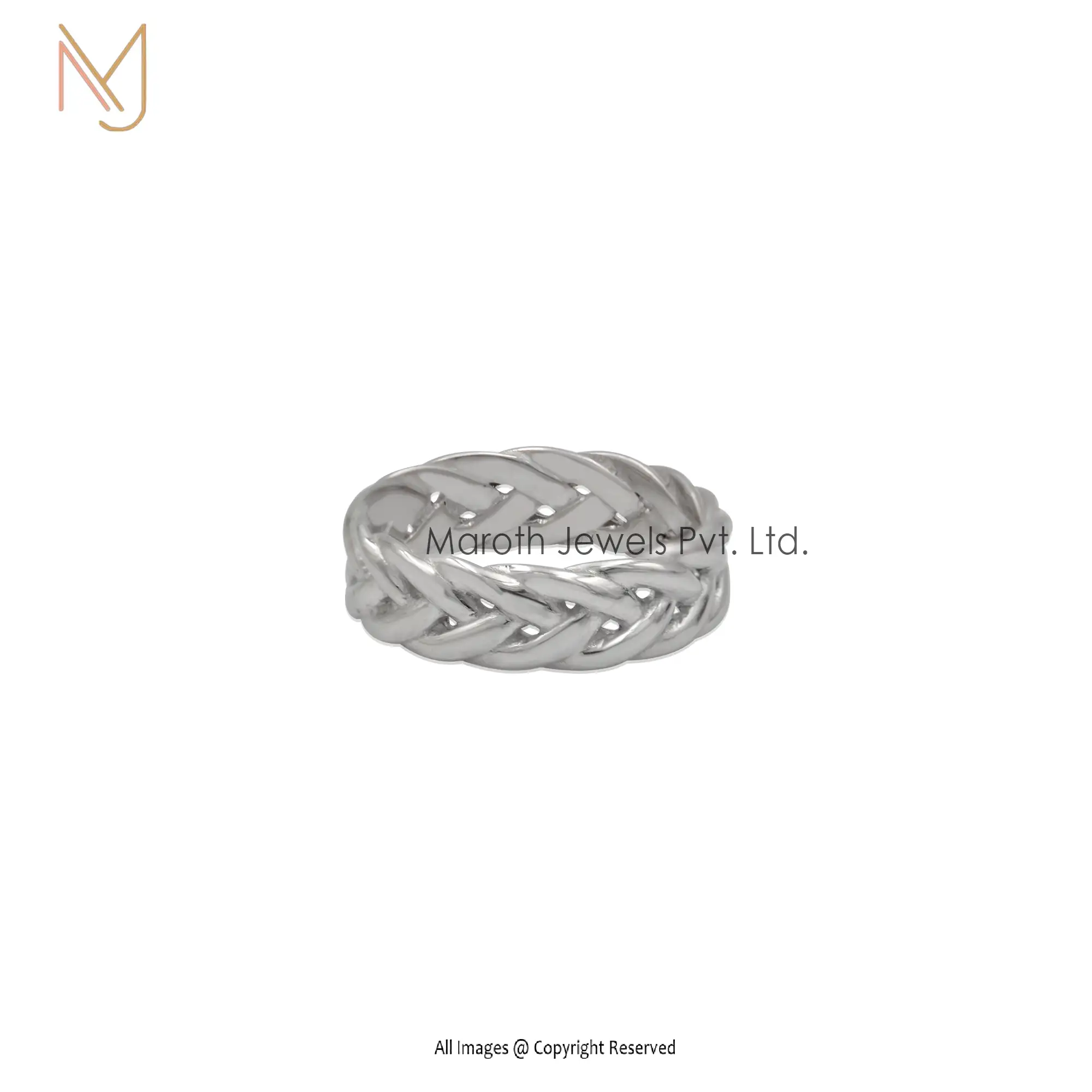 925 Silver Yellow Gold Plated Braided Ring Jewelry Manufacturer