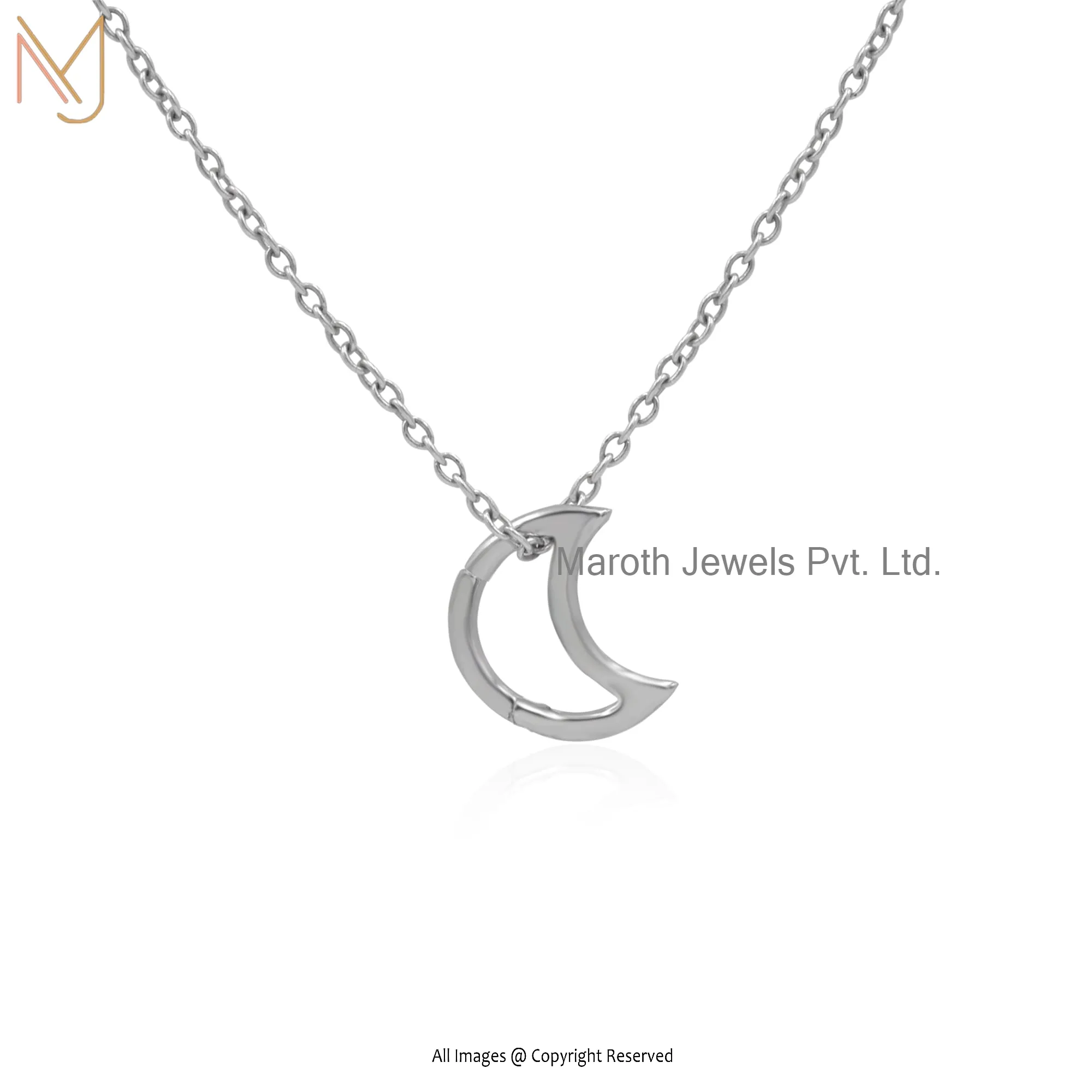 Private label 925 Silver Crescent Moon Charm Holder Pendant Jewelry