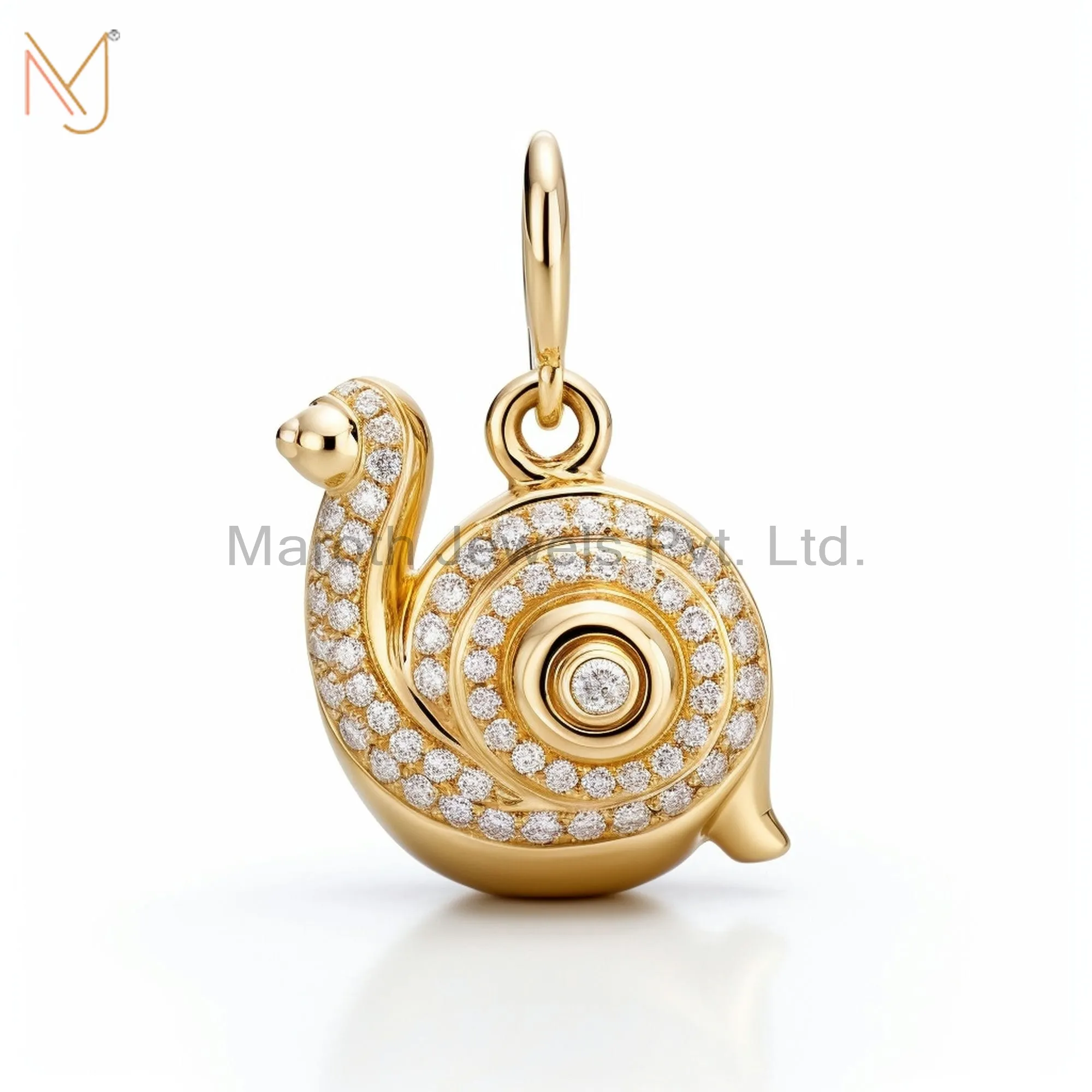 925 Sterling Silver Yellow Gold Moissanite Garden Snail Pendant Jewelry USA