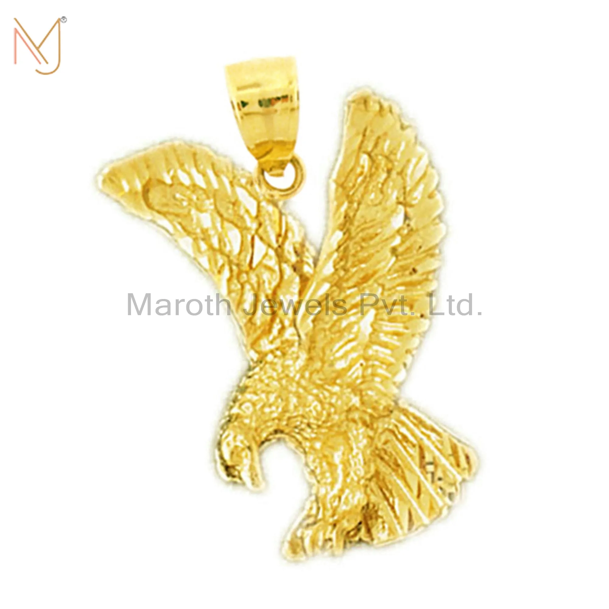 925 Silver Yellow Gold Plated Eagle Hunting Charm Pendant Jewelry Manufacturer