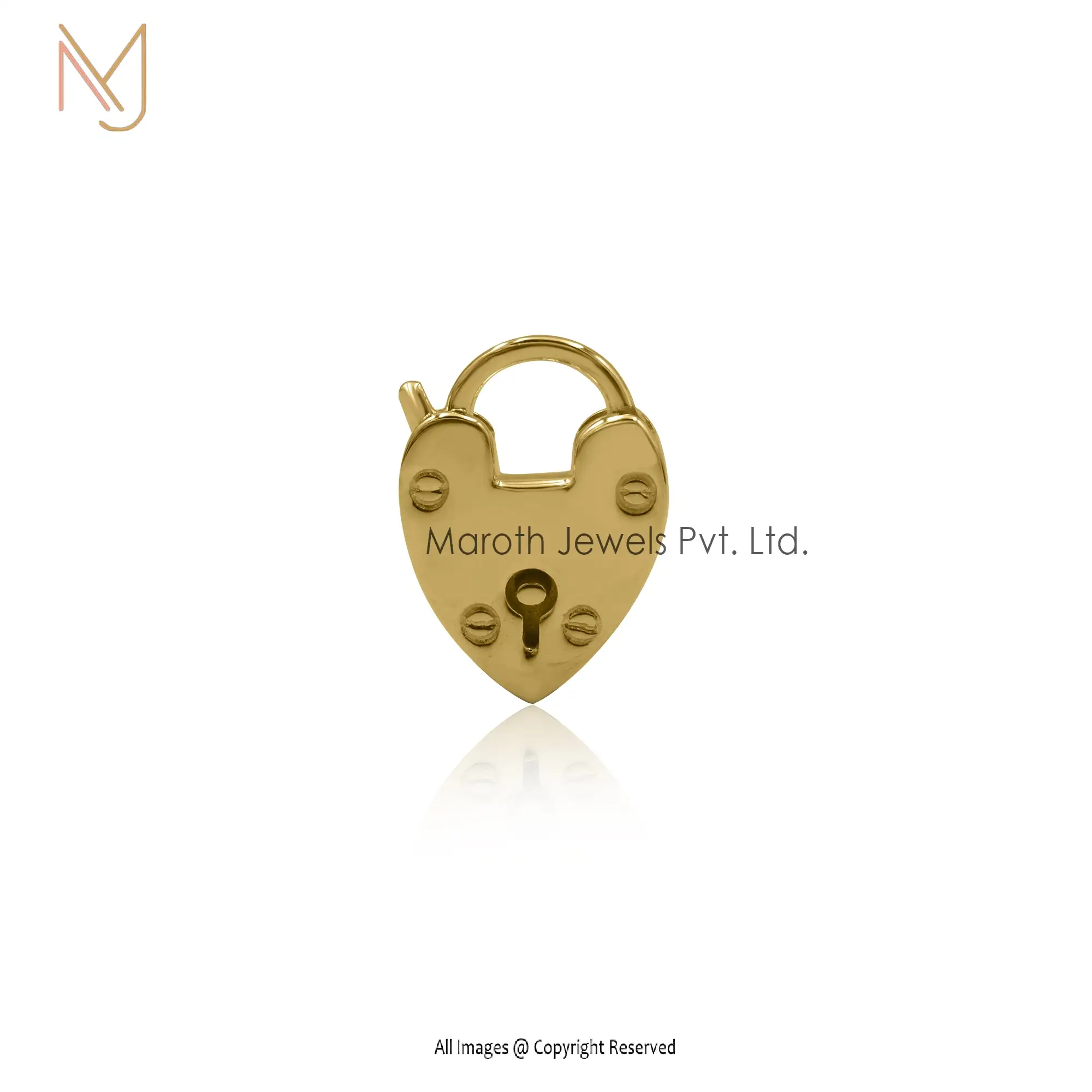 14K Solid Yellow Gold Padlock Pendant Handmade Jewelry Manufacturer