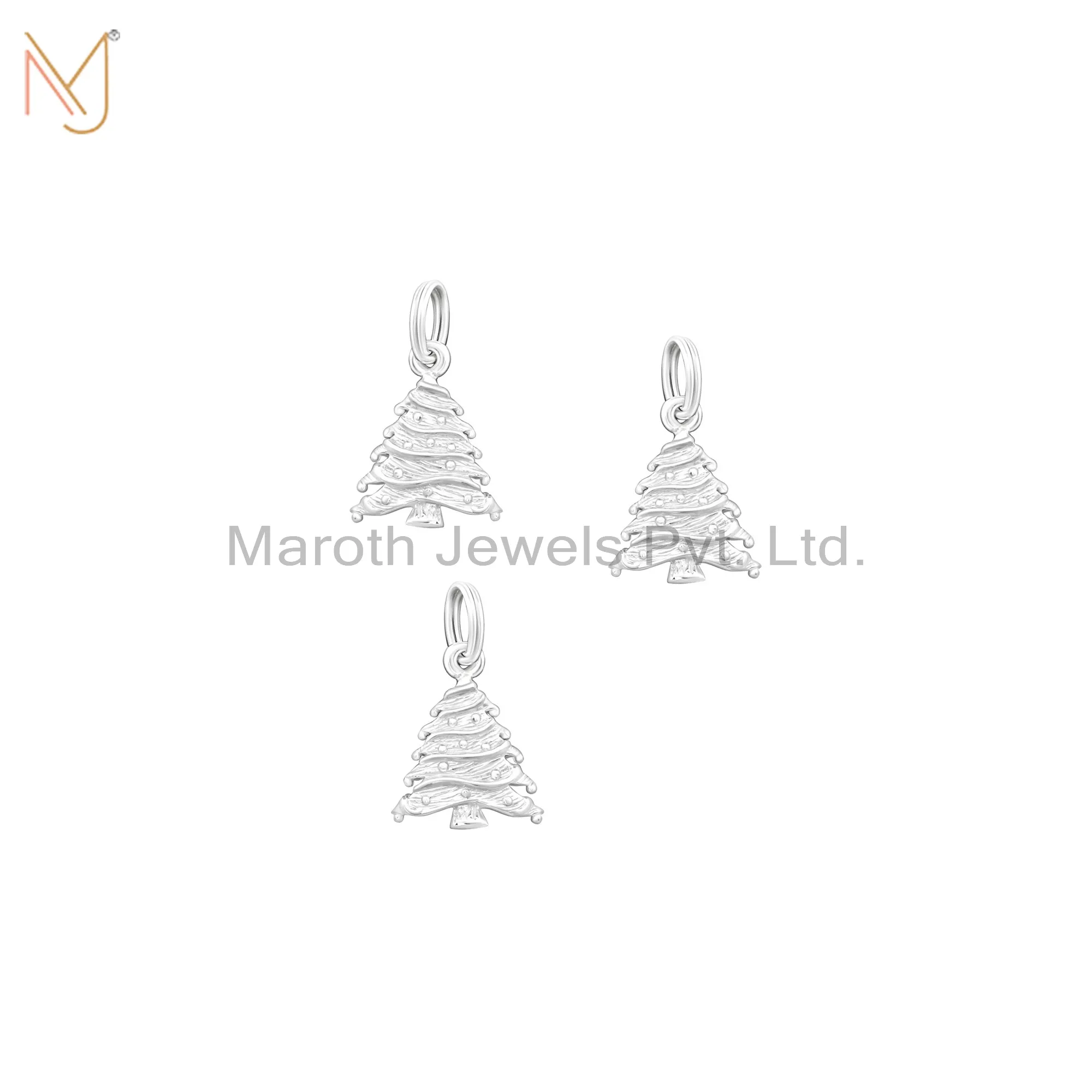 925 Silver Natural Silver Christmas Tree Charm Pendant Jewelry Manufacturer