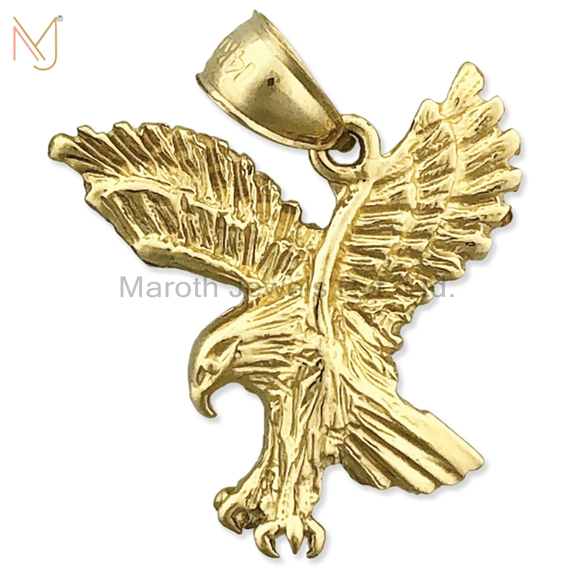 925 Sterling Silver Yellow Gold Plated Hunting Eagle Charm Pendant Custom Jewelry