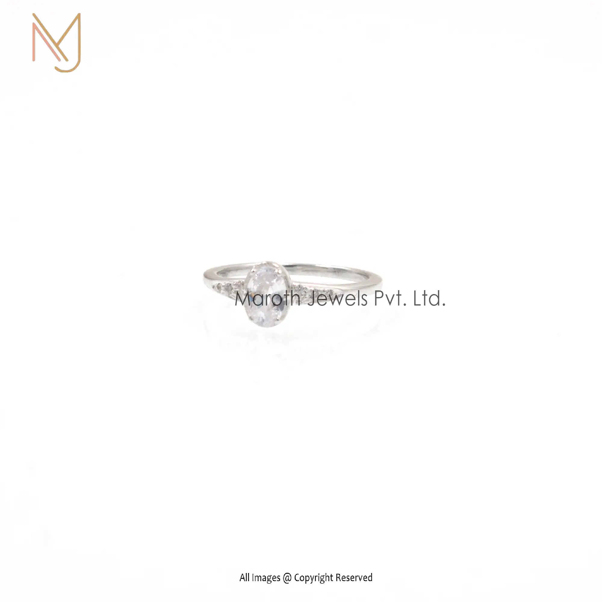 925 Sterling Silver Natural Silver White CZ Band Ring Manufacturer