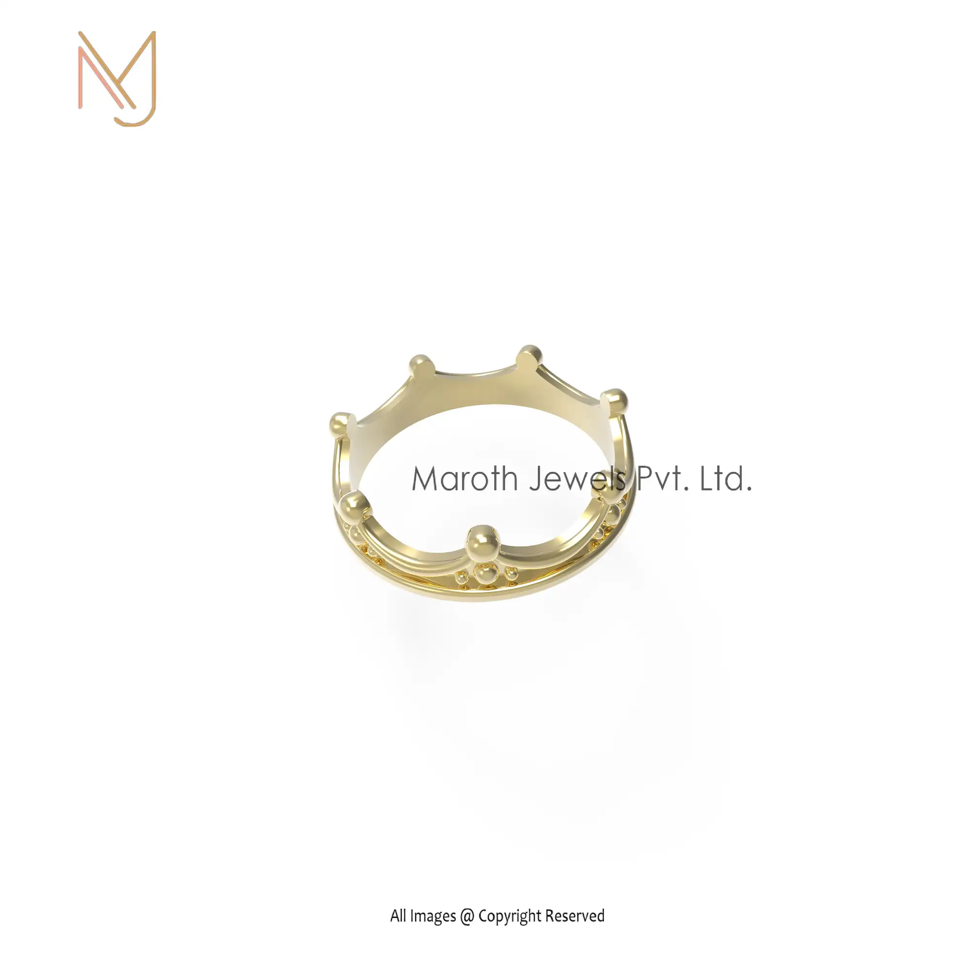 14k Yellow Gold Crown Design Ring Jewelry Manufacturer