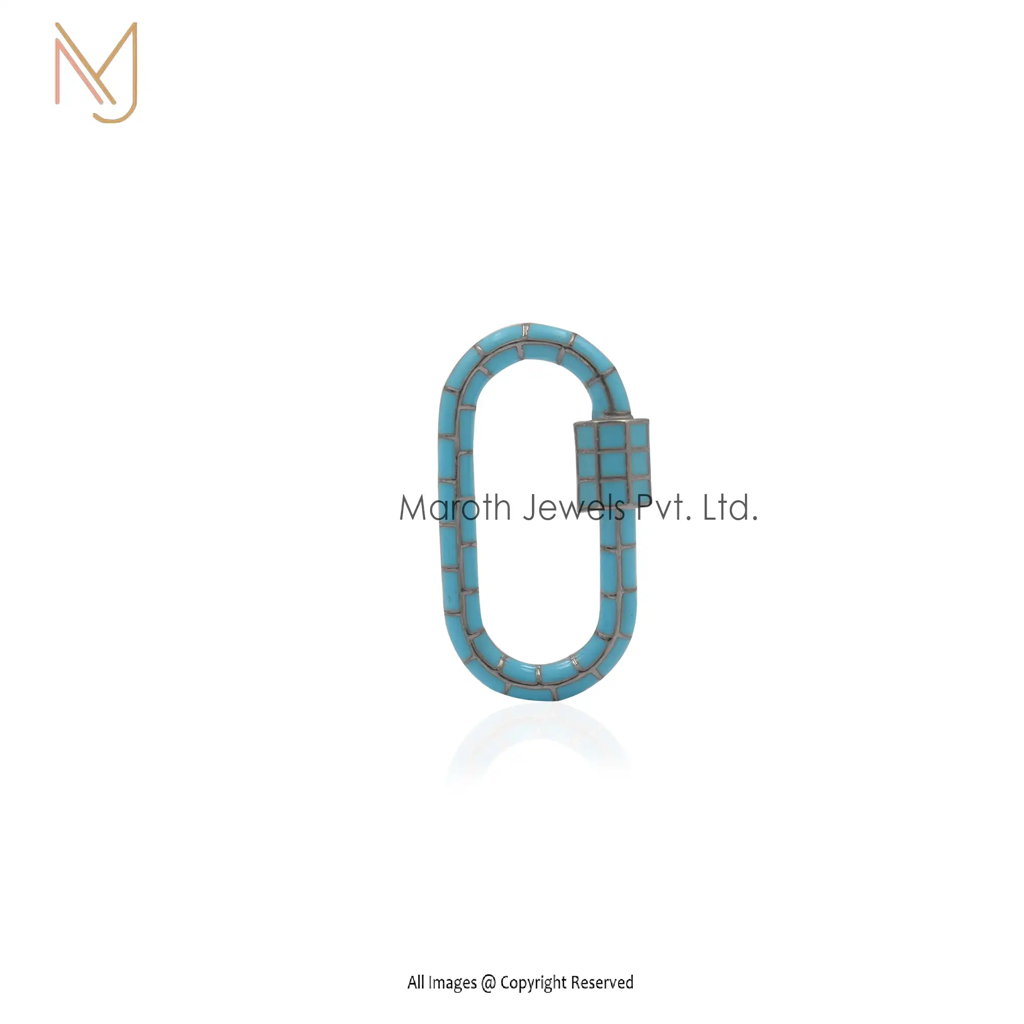 Wholesale 925 Silver Turquoise Enamel Carabiner Lock