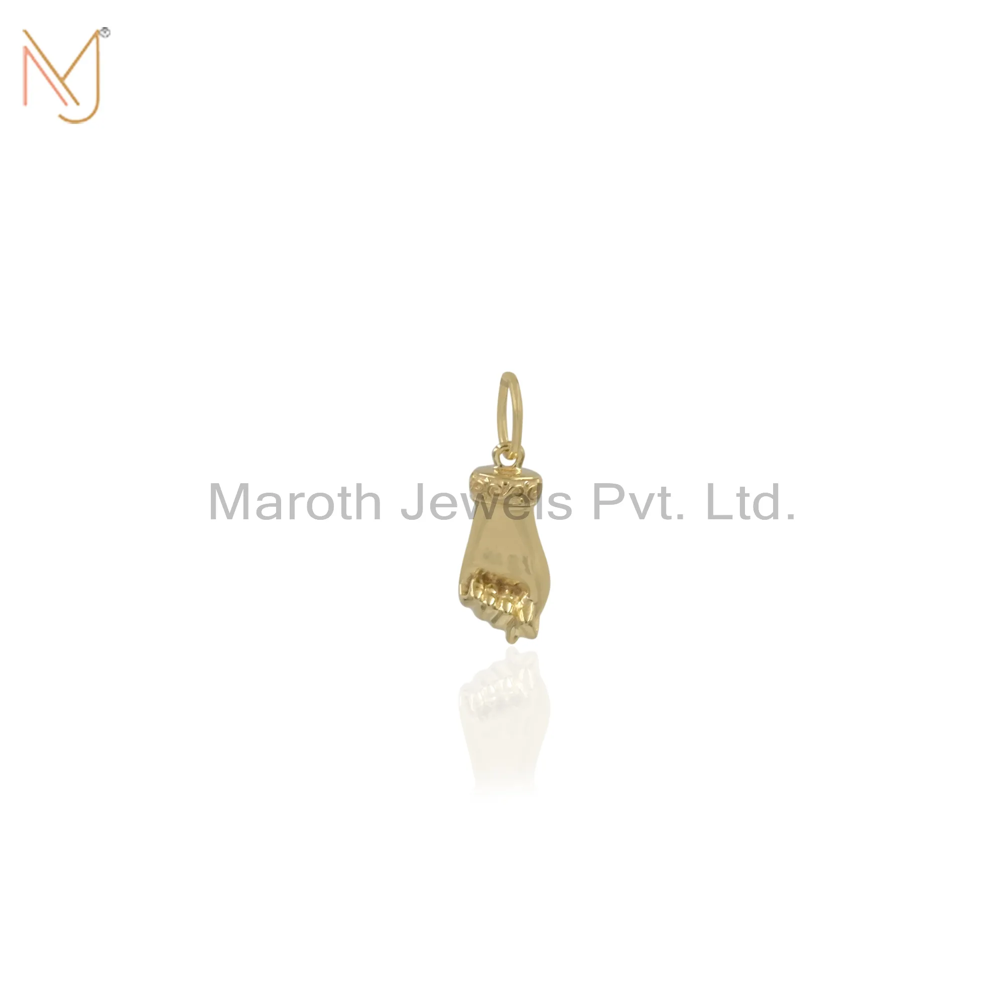 14K Yellow Gold Hand Charm Pendant Jewelry Manufacturer