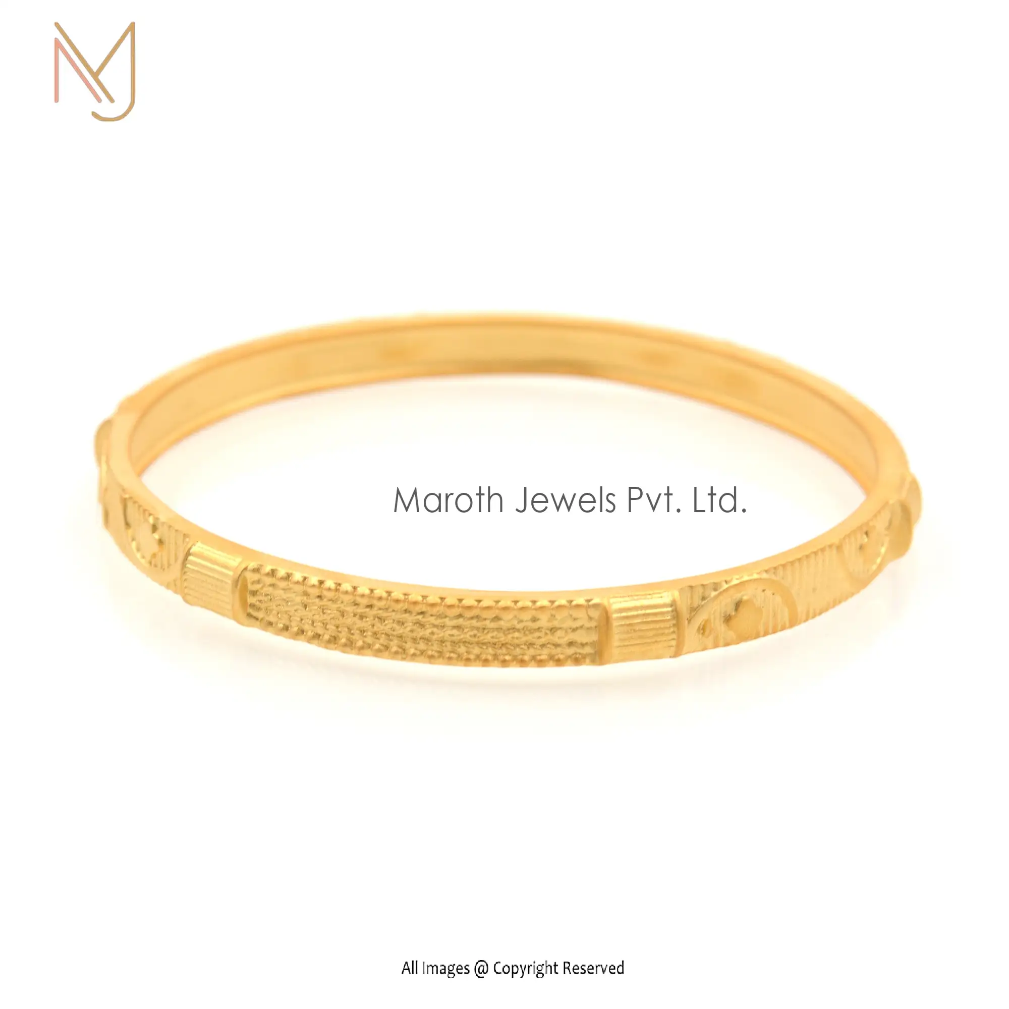 925 Silver Yellow Gold Plated Bangle with Matte Finish Jewelry Supplier