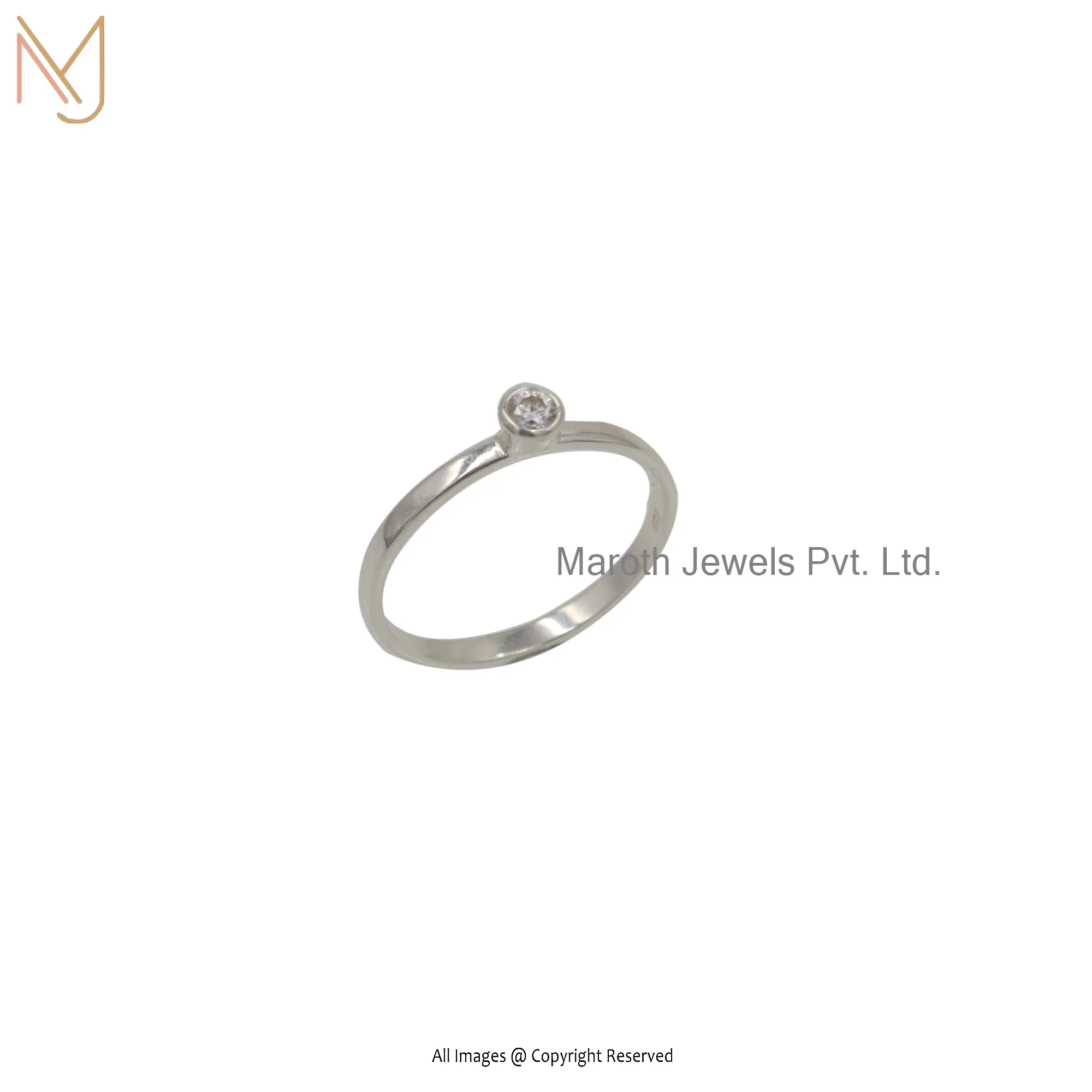 925 Silver Natural Silver Bezel Diamond Ring Manufacturer