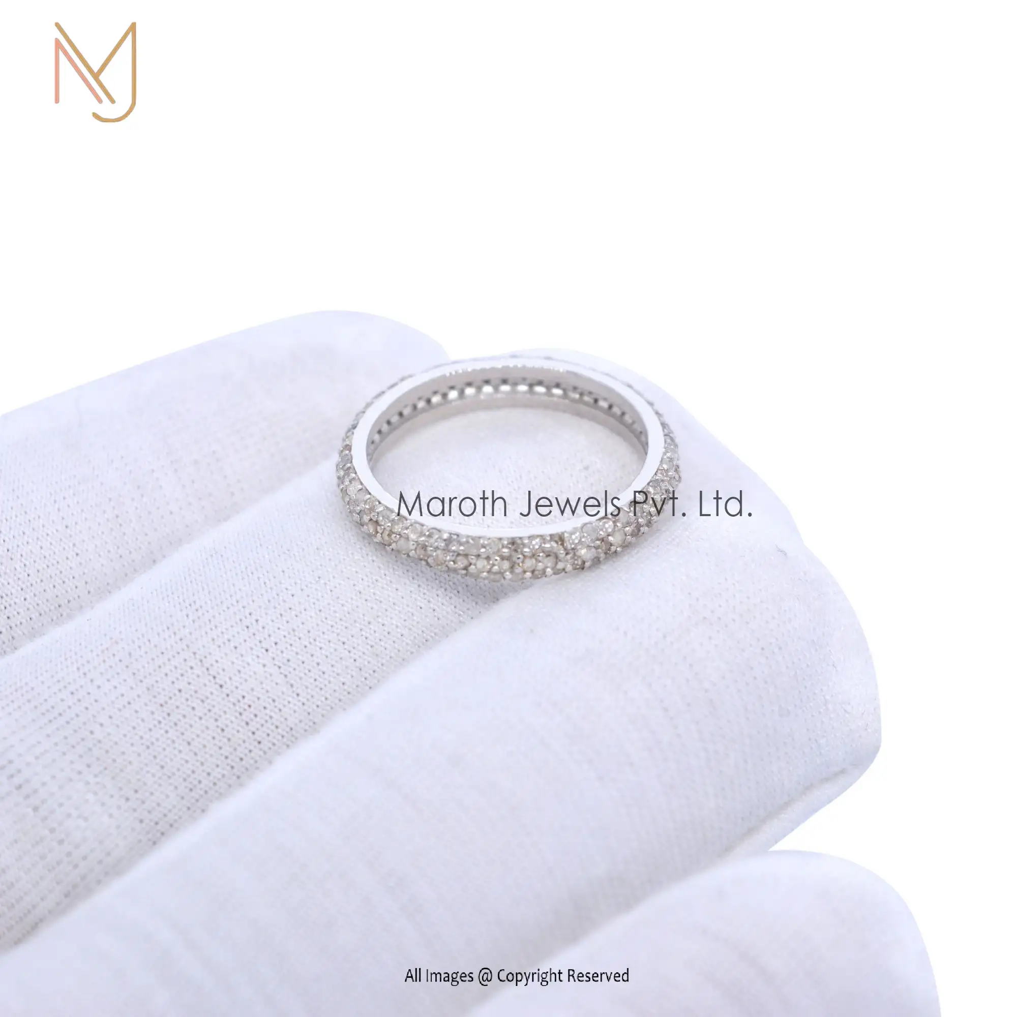 Wholesale 925 Silver Natural Silver 3 Line Diamond Band Ring Jewelry