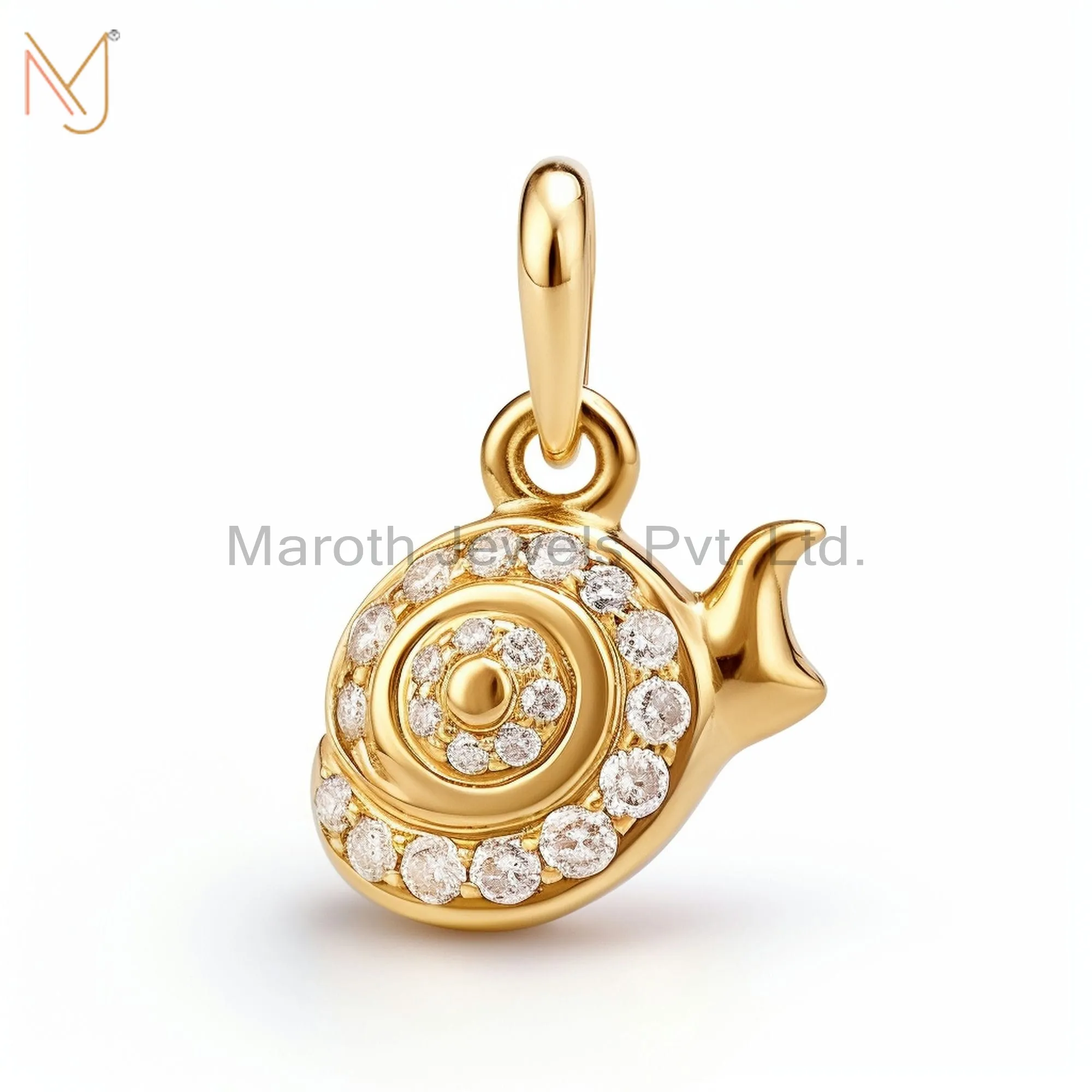 Wholesale 925 Sterling Silver Yellow Gold Plated Moissanite Garden Snail Pendant Jewelry