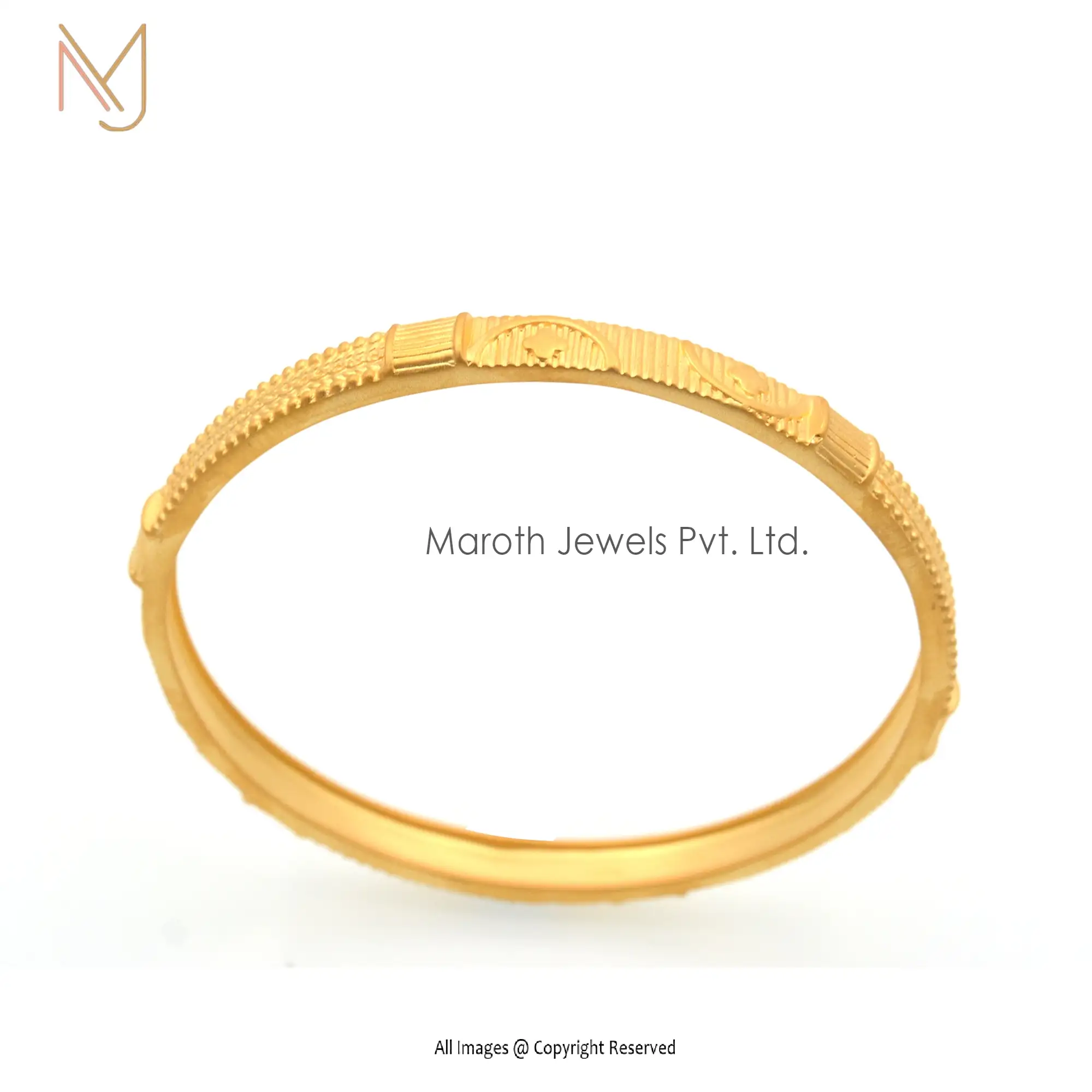 14k Yellow Gold Plated Bangle with Matte Finish Jewelry Supplier