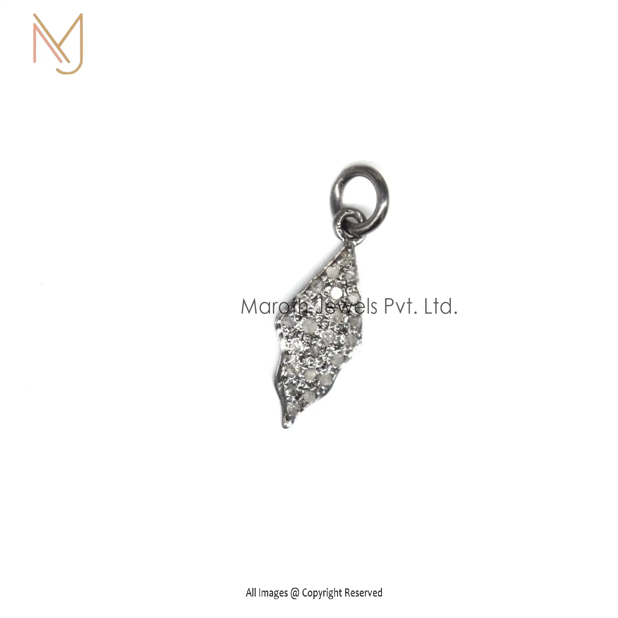 Wholesale 925 Silver Rhodium Plated Pave Diamond Charms Pendant Jewelry