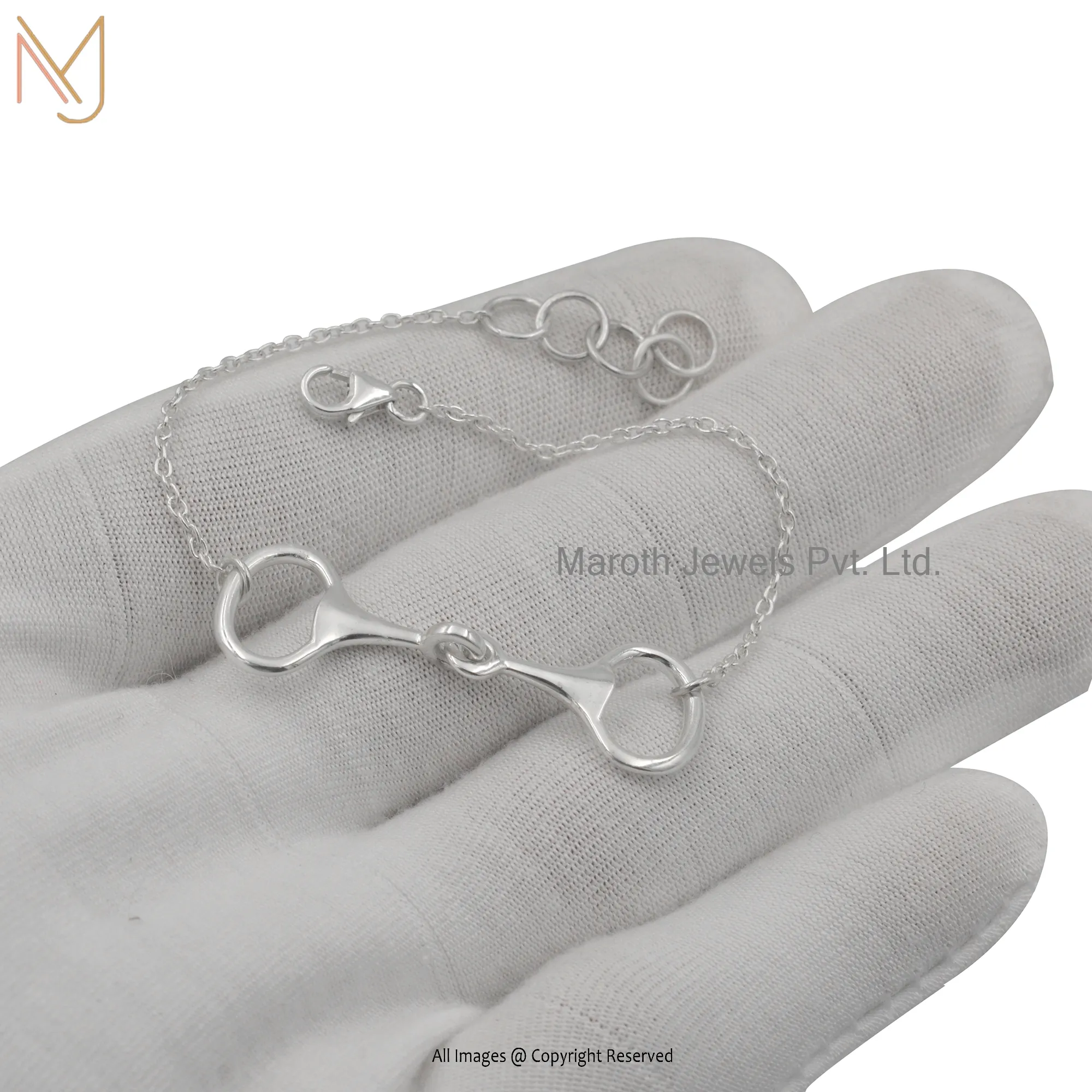 925 Silver Natural Silver Snaffle Bit Bracelet Jewelry Manufacturer