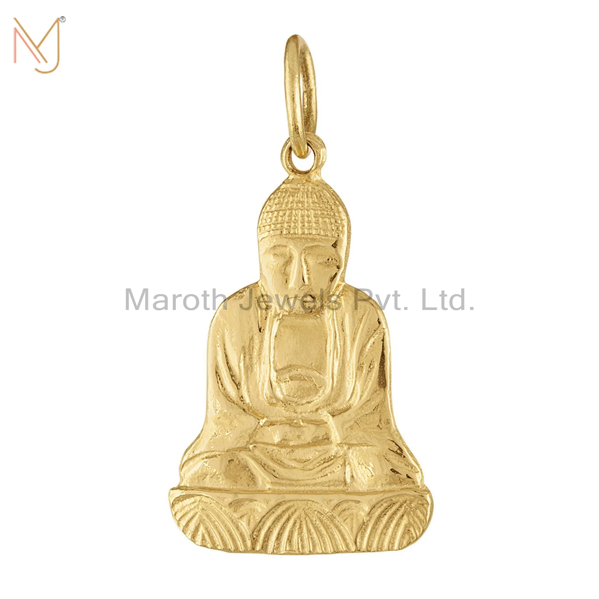 Private Lable 925 Silver Yellow Gold Vermeil Buddha Charms Pendant Jewelry