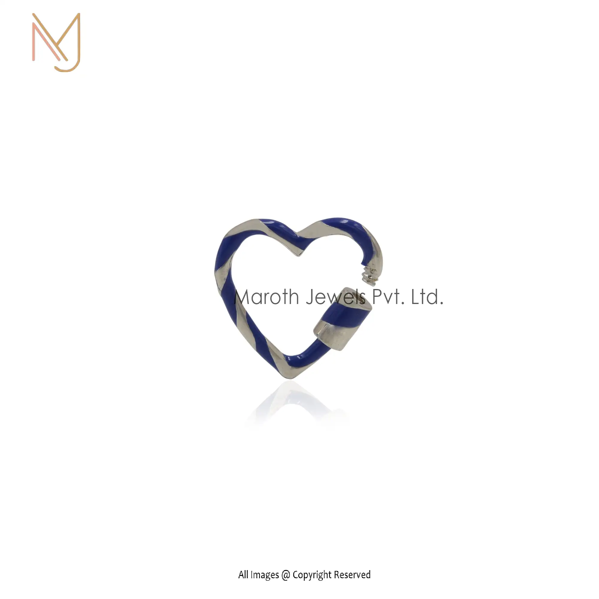 925 Silver Blue Enamel Heart Carabiner Lock Manufacturer