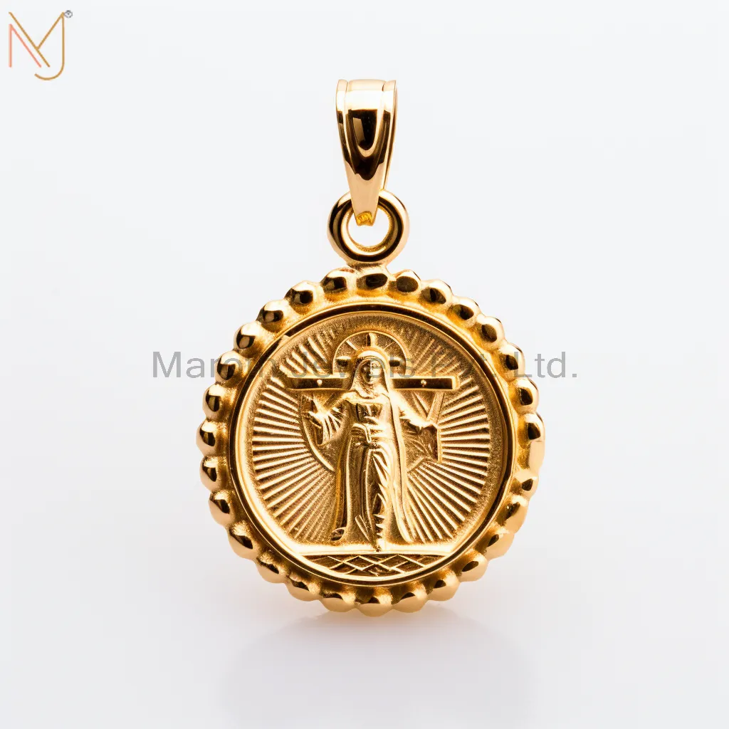 925 Sterling Silver Yellow Gold Plated Christian Spiritual Charm Pendant Jewelry USA