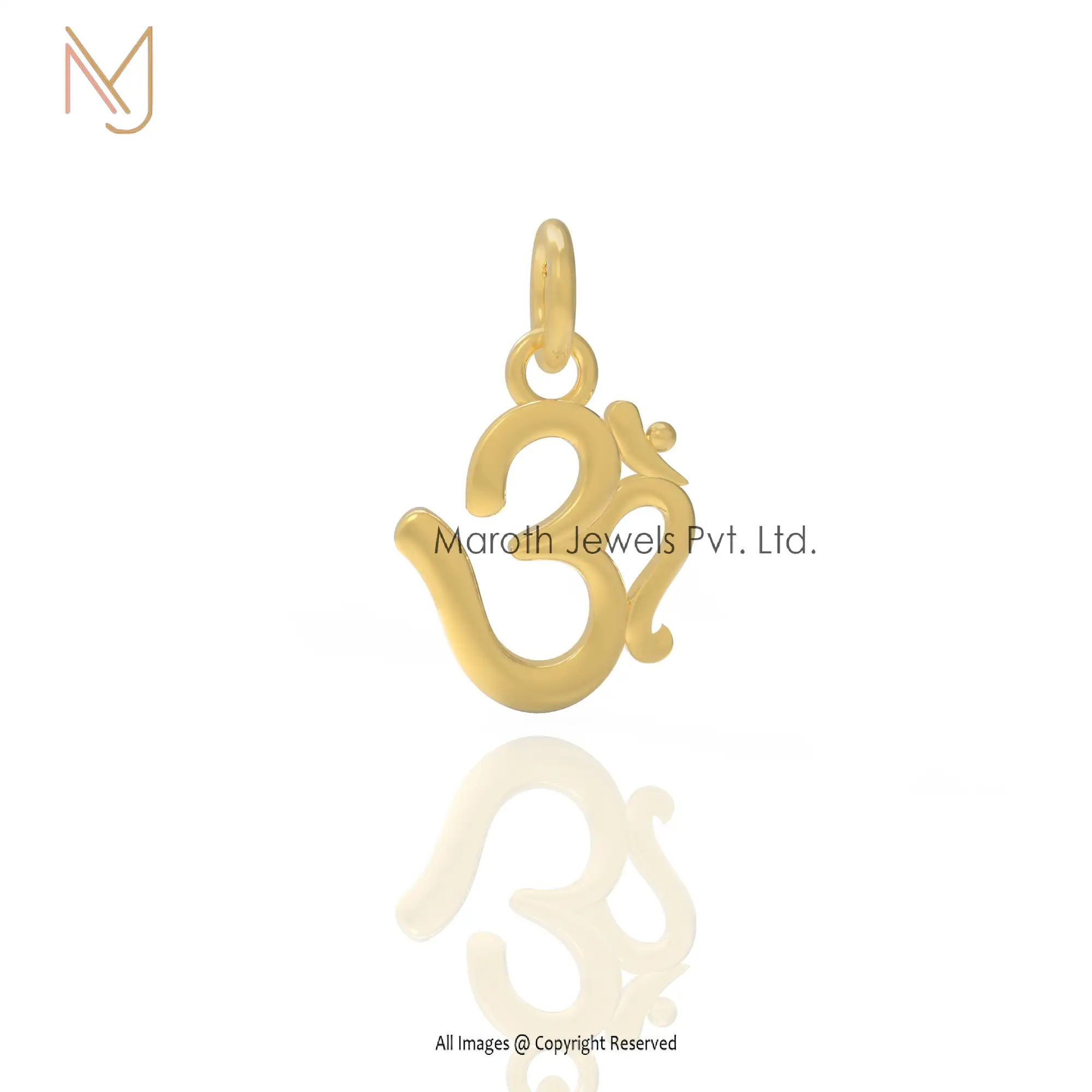 925 Silver Yellow Gold OM Pendant Religious Design Jewelry Supplier