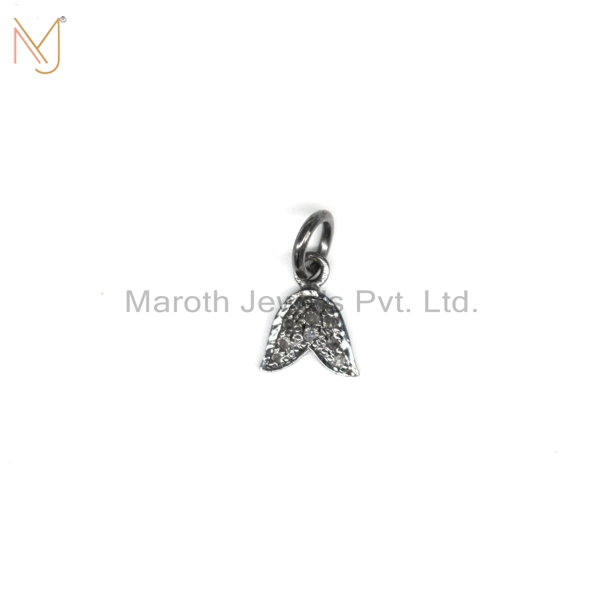 925 Silver Gray Rhodium Pave Diamond Charms Pendant Jewelry Manufacturer