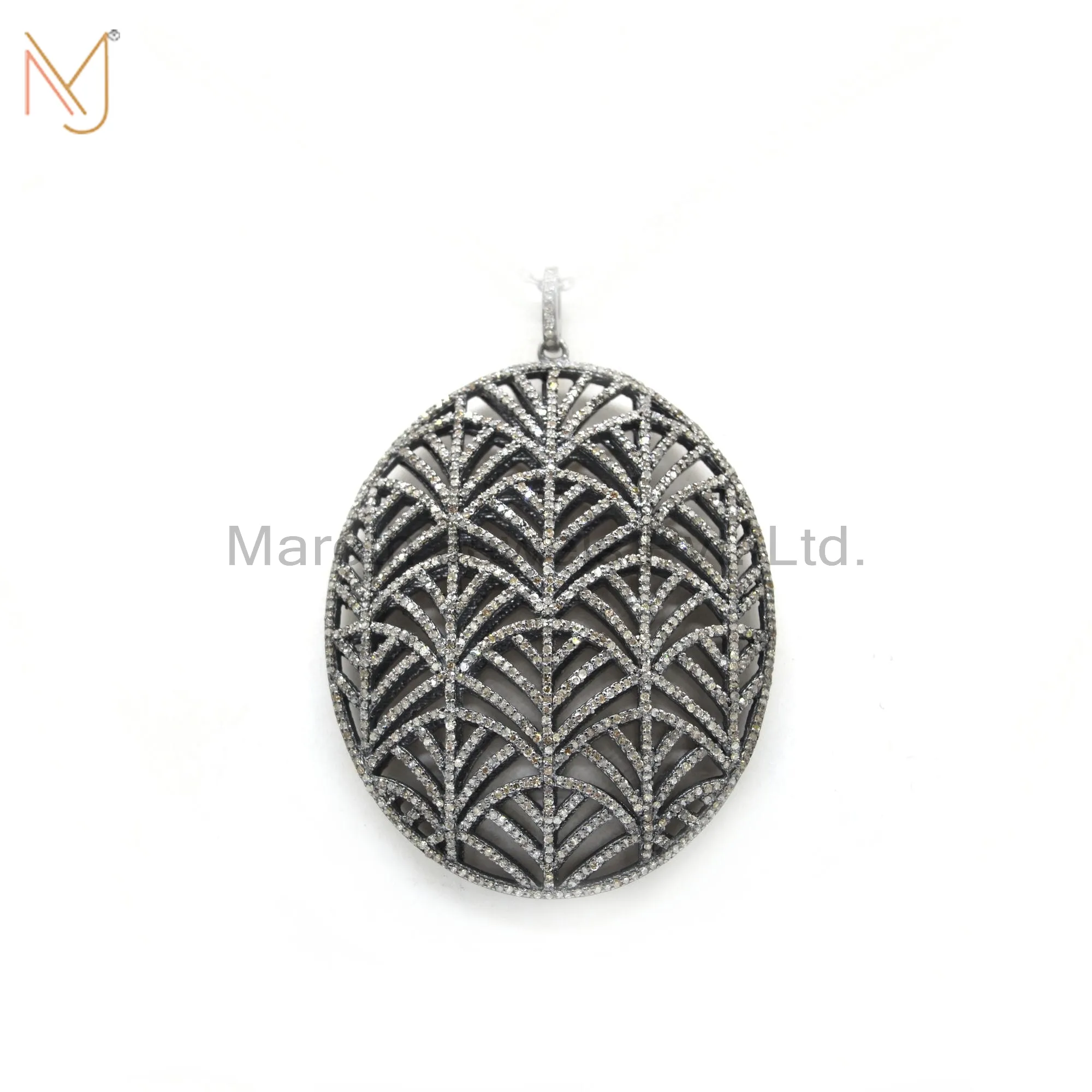 925 Sterling Silver Rhodium Pave Diamond Religious Pendant Handmade Jewelry USA